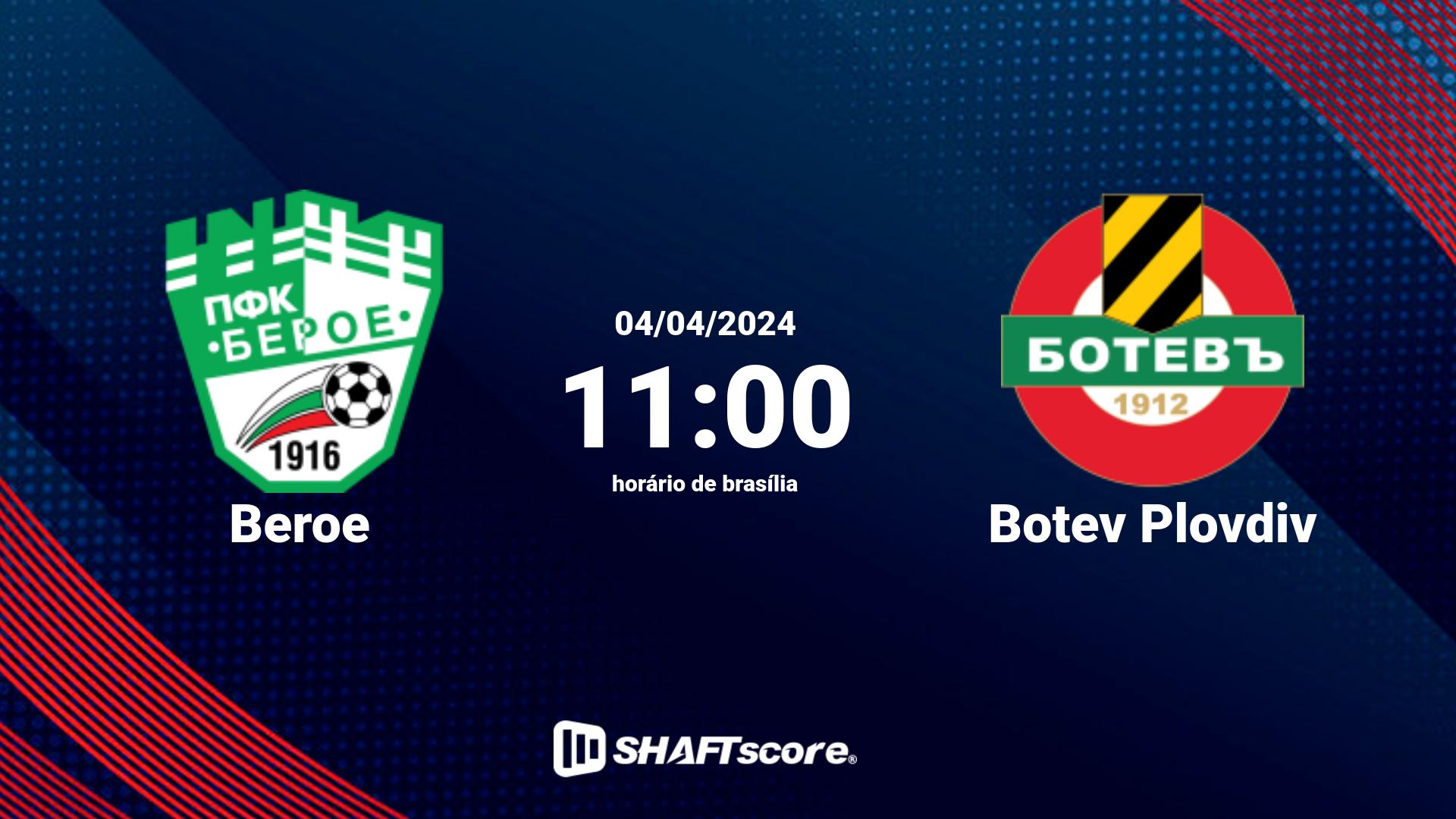 Estatísticas do jogo Beroe vs Botev Plovdiv 04.04 11:00