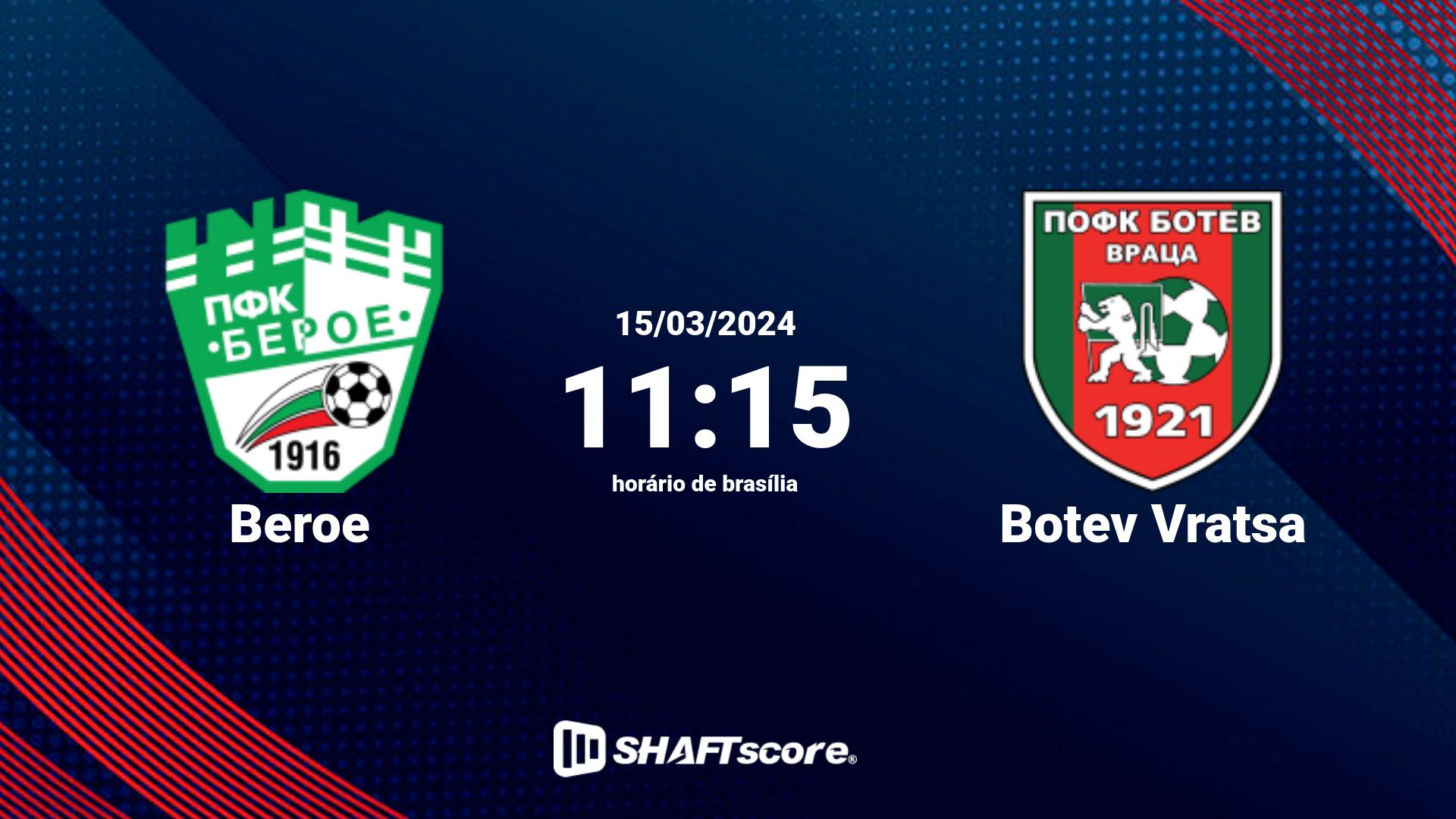 Estatísticas do jogo Beroe vs Botev Vratsa 15.03 11:15