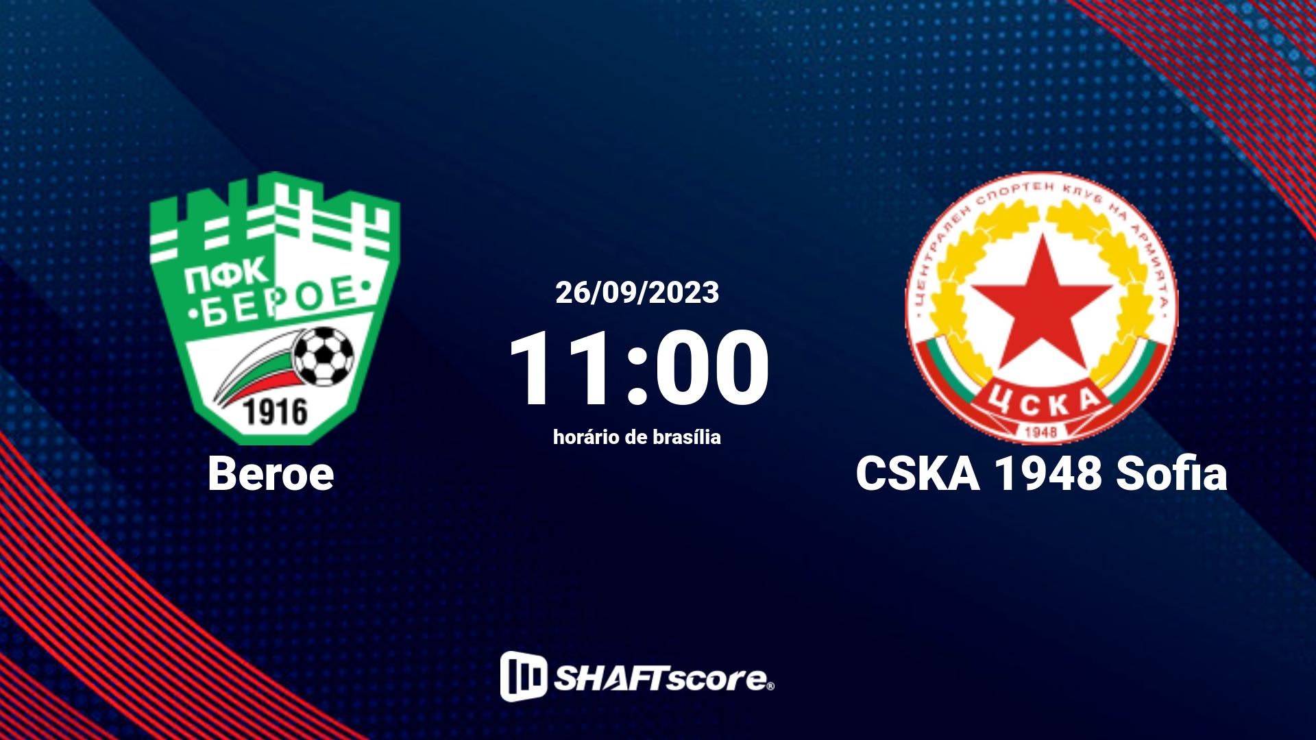 Estatísticas do jogo Beroe vs CSKA 1948 Sofia 26.09 11:00