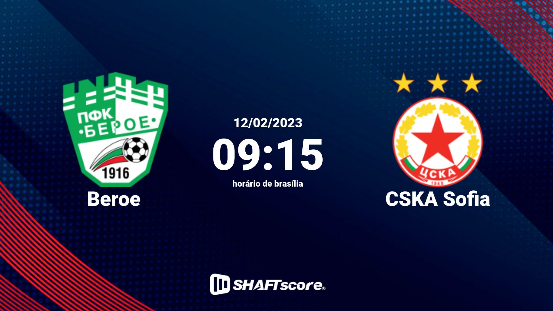 Estatísticas do jogo Beroe vs CSKA Sofia 12.02 09:15