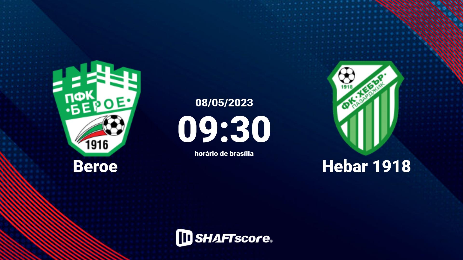 Estatísticas do jogo Beroe vs Hebar 1918 08.05 09:30