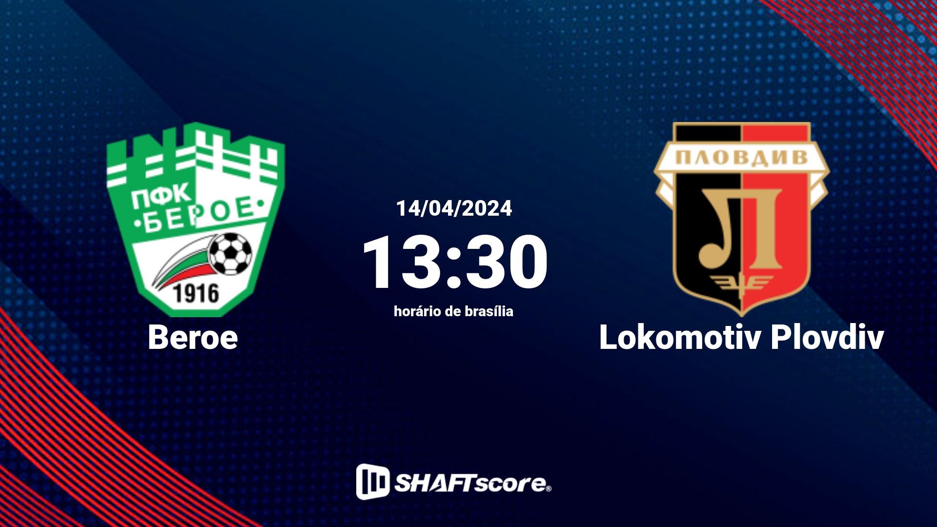 Estatísticas do jogo Beroe vs Lokomotiv Plovdiv 14.04 13:30