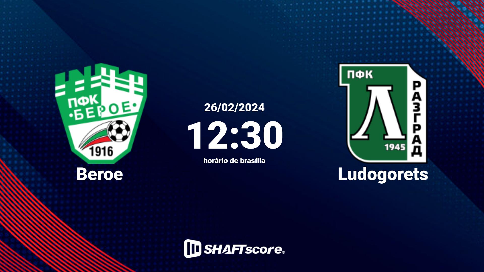 Estatísticas do jogo Beroe vs Ludogorets 26.02 12:30