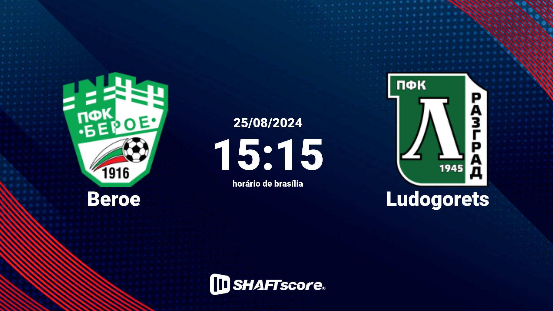 Estatísticas do jogo Beroe vs Ludogorets 25.08 15:15