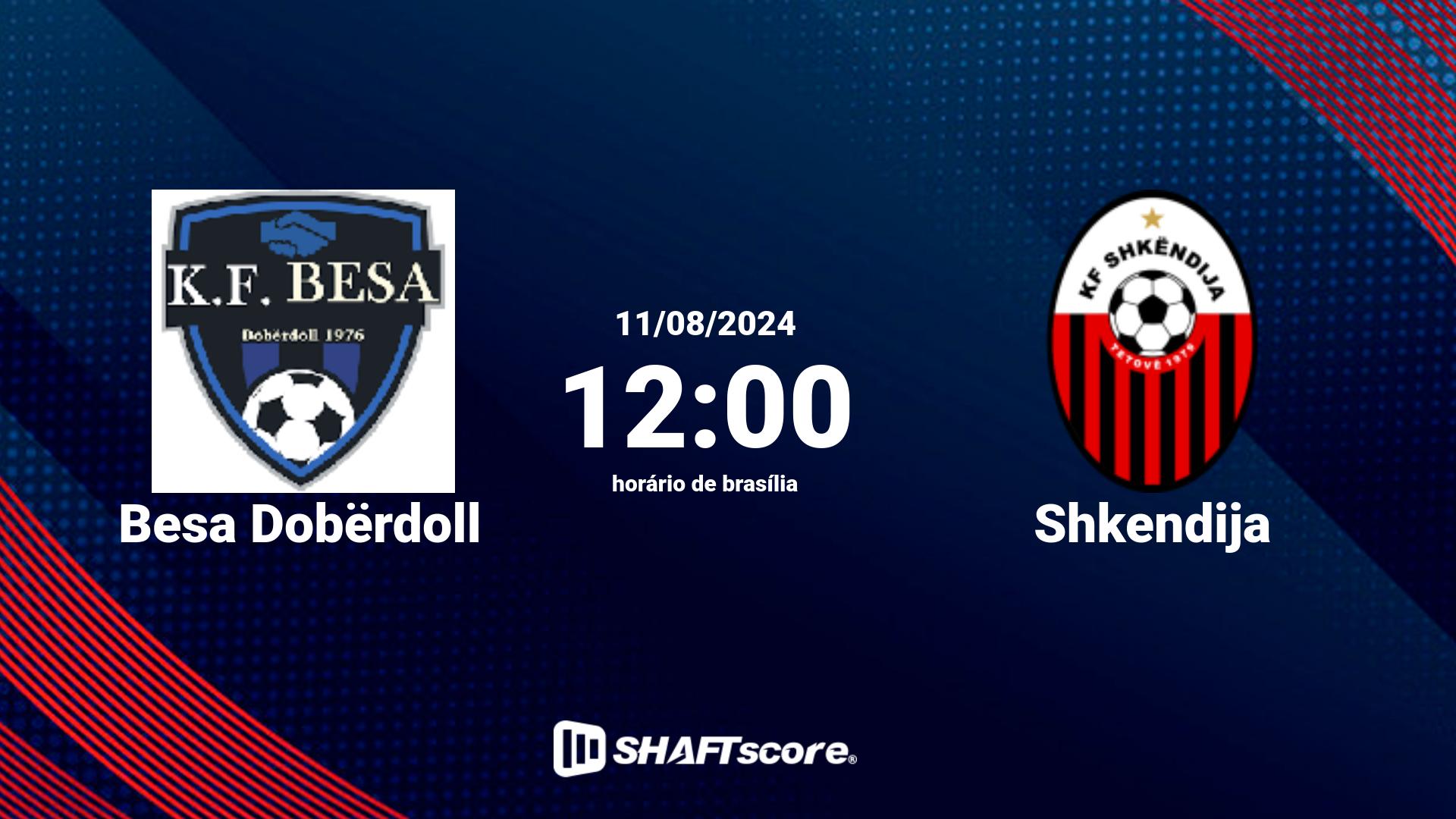 Estatísticas do jogo Besa Dobërdoll vs Shkendija 11.08 12:00