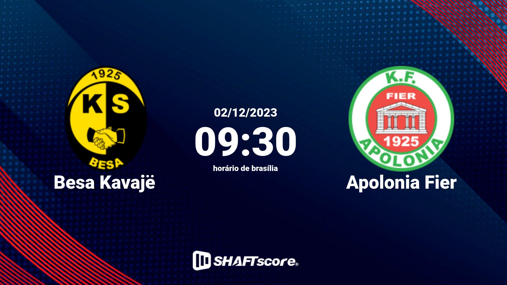 Estatísticas do jogo Besa Kavajë vs Apolonia Fier 02.12 09:30