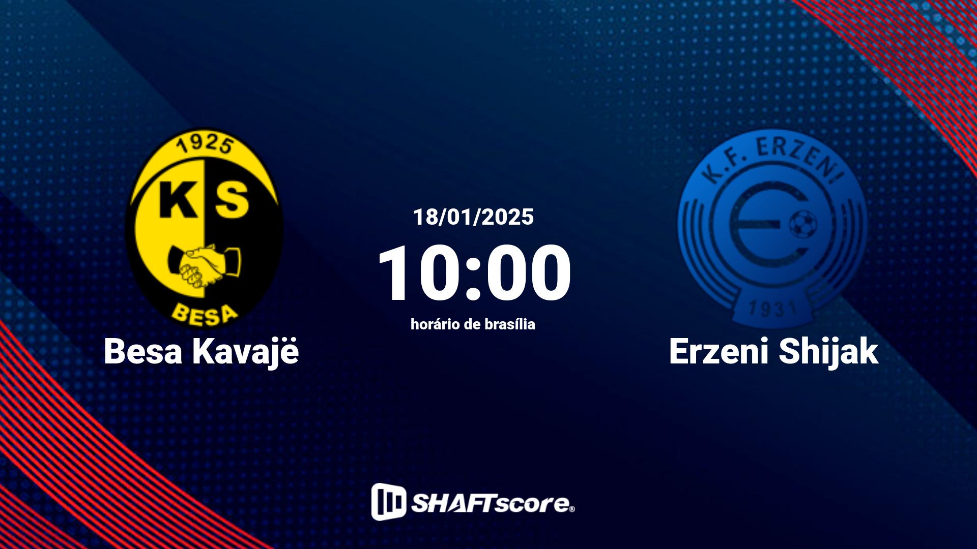 Estatísticas do jogo Besa Kavajë vs Erzeni Shijak 18.01 10:00