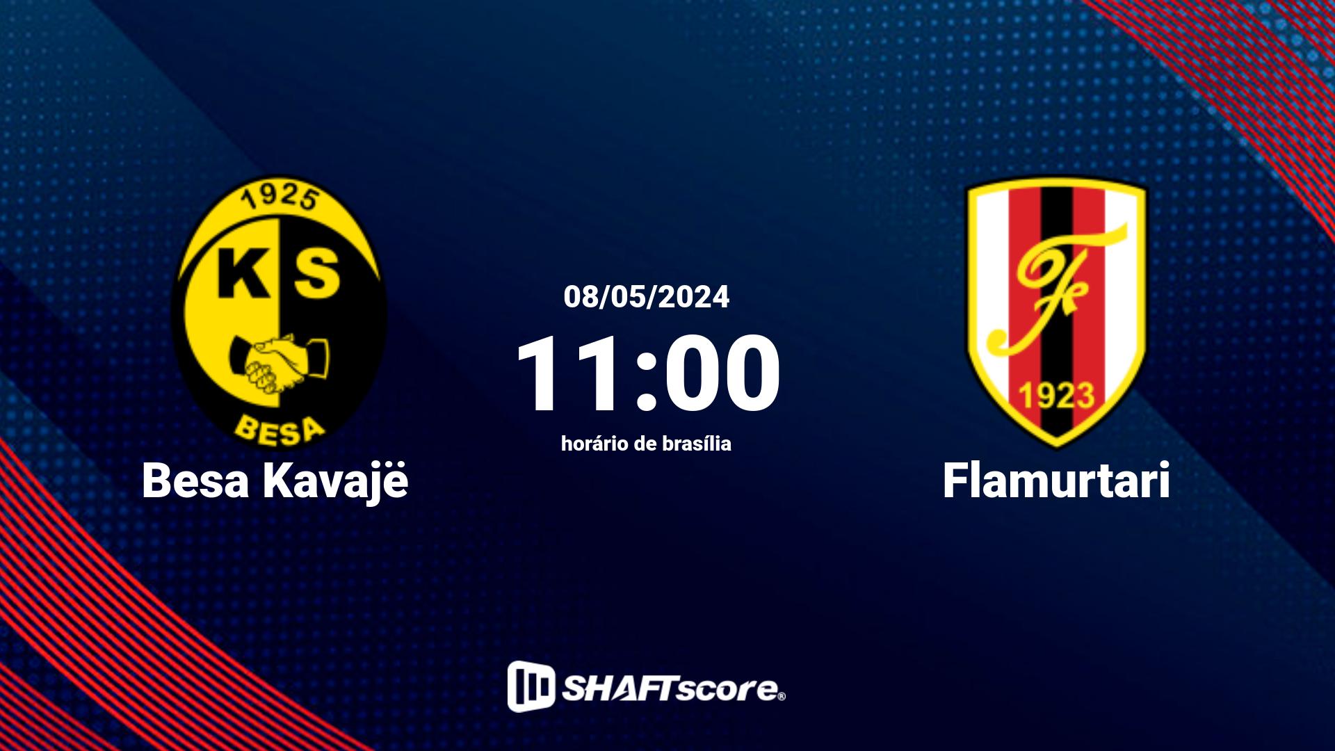 Estatísticas do jogo Besa Kavajë vs Flamurtari 08.05 11:00