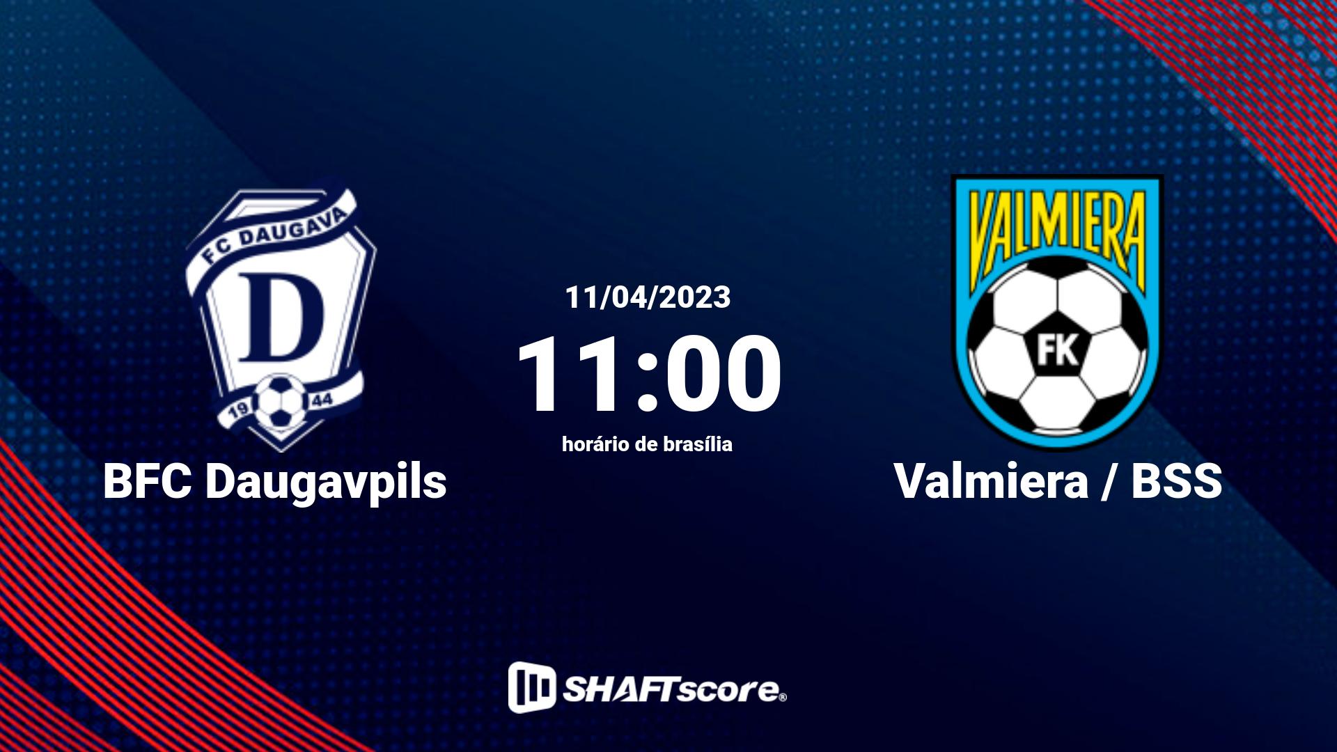 Estatísticas do jogo BFC Daugavpils vs Valmiera / BSS 11.04 11:00