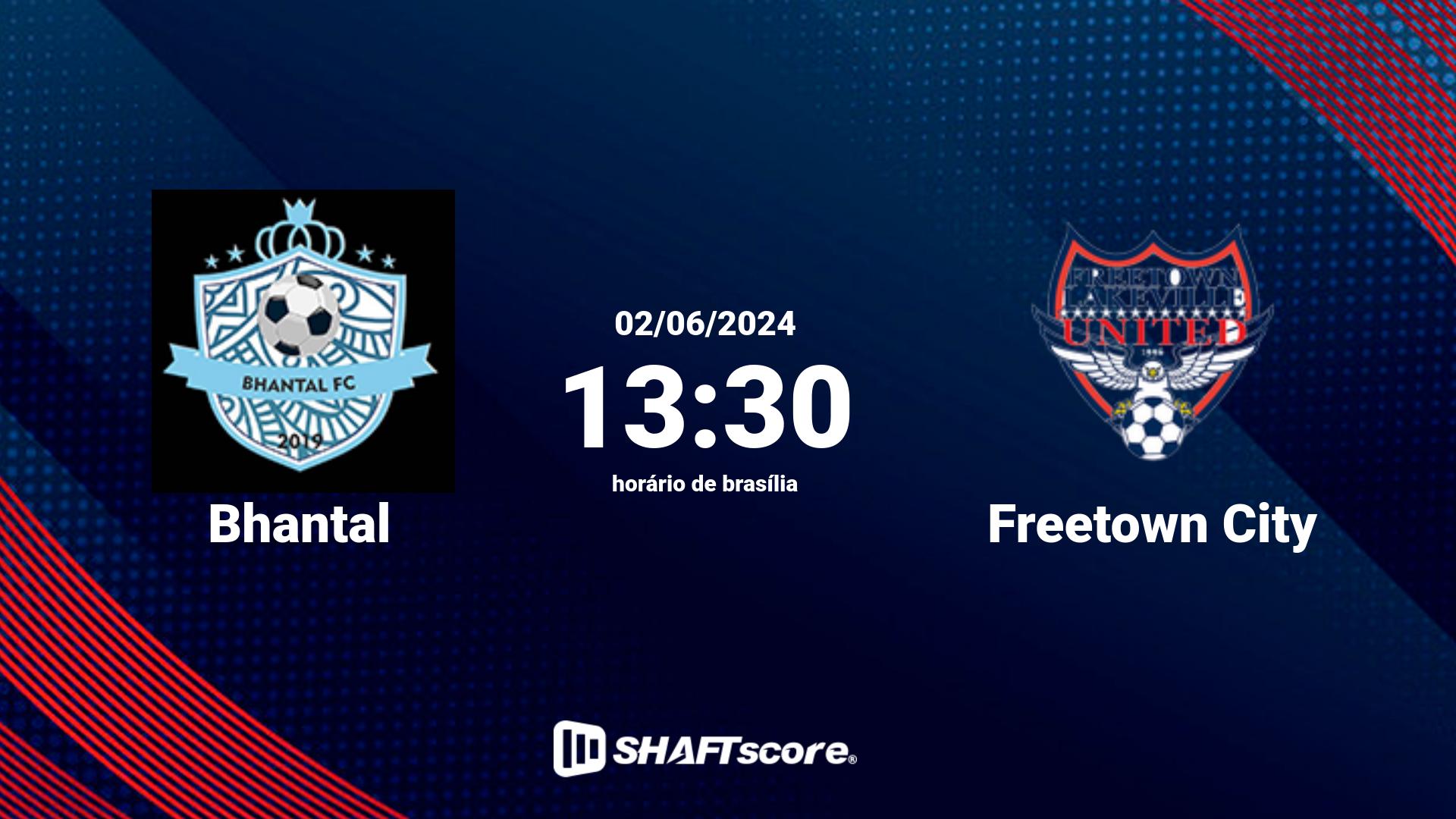 Estatísticas do jogo Bhantal vs Freetown City 02.06 13:30