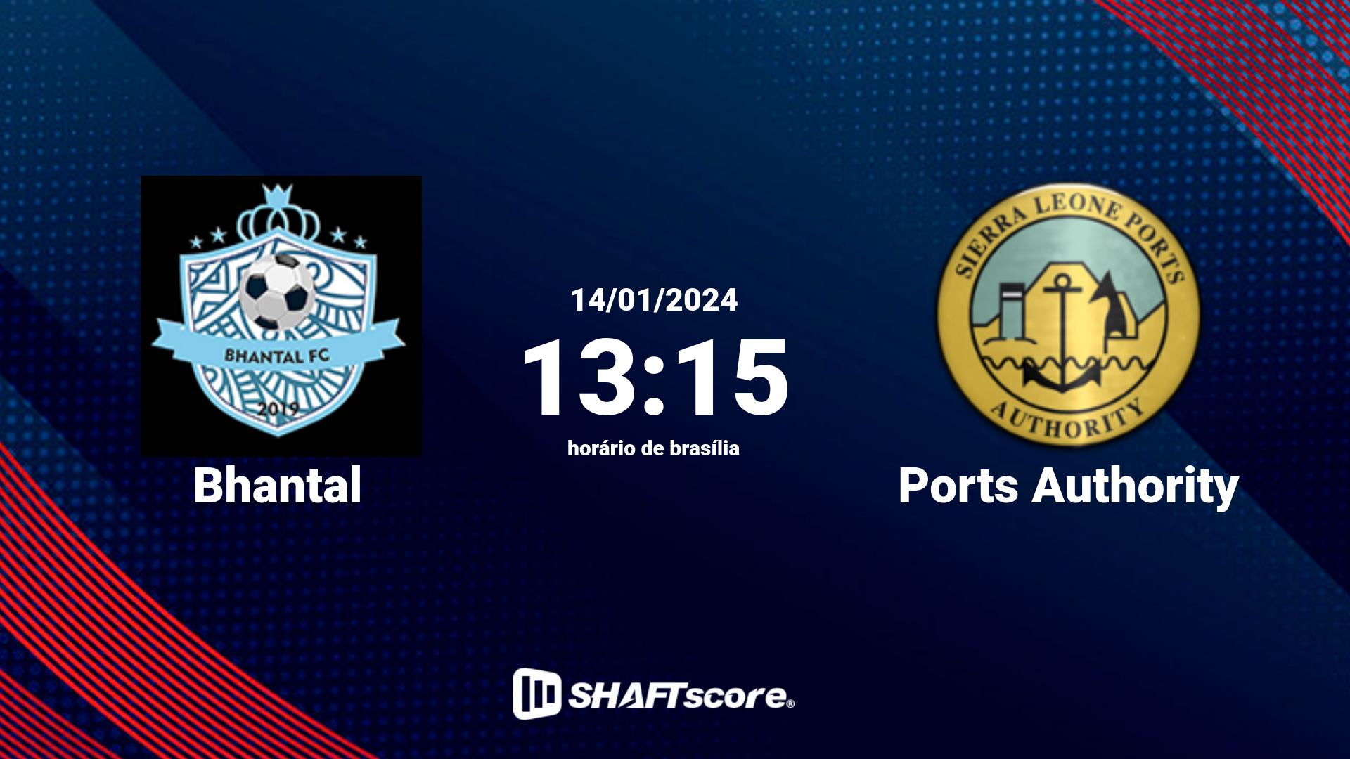 Estatísticas do jogo Bhantal vs Ports Authority 14.01 13:15