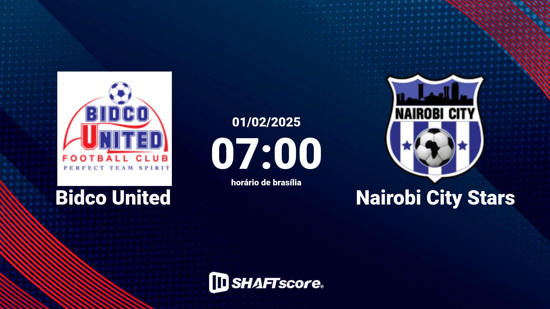 Estatísticas do jogo Bidco United vs Nairobi City Stars 01.02 07:00