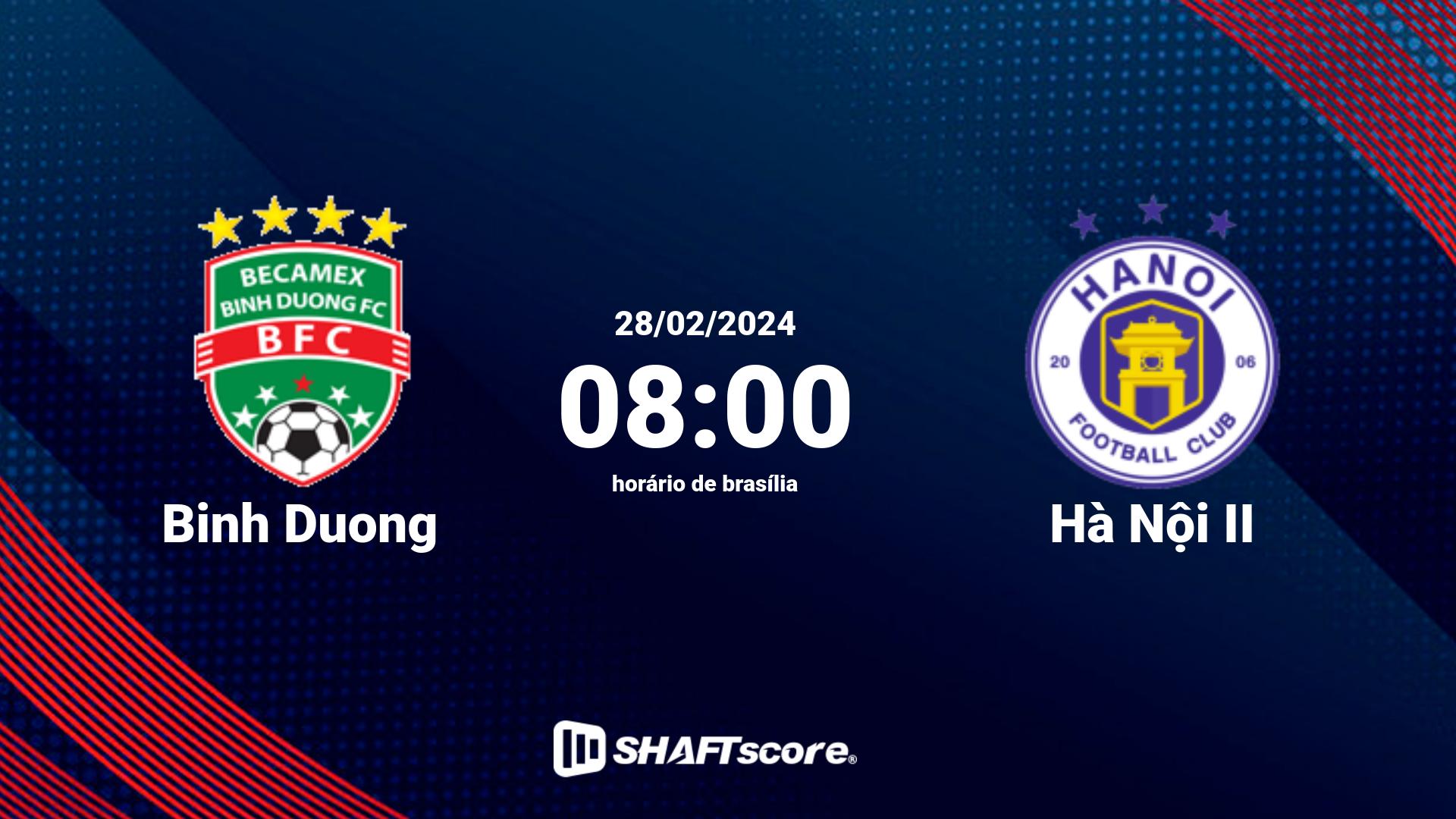 Estatísticas do jogo Binh Duong vs Hà Nội II 28.02 08:00