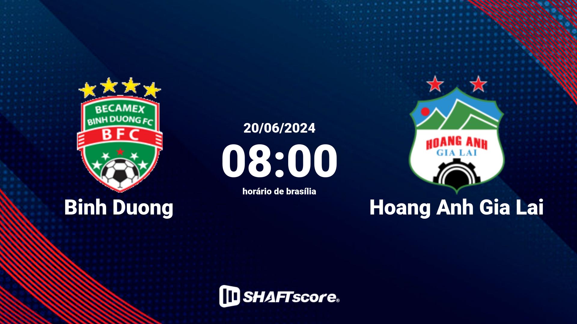 Estatísticas do jogo Binh Duong vs Hoang Anh Gia Lai 20.06 08:00