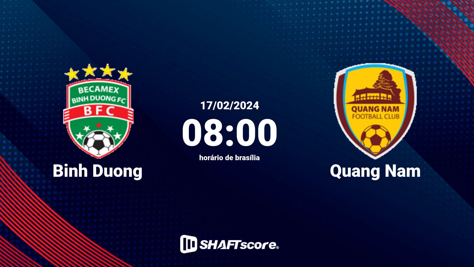 Estatísticas do jogo Binh Duong vs Quang Nam 17.02 08:00