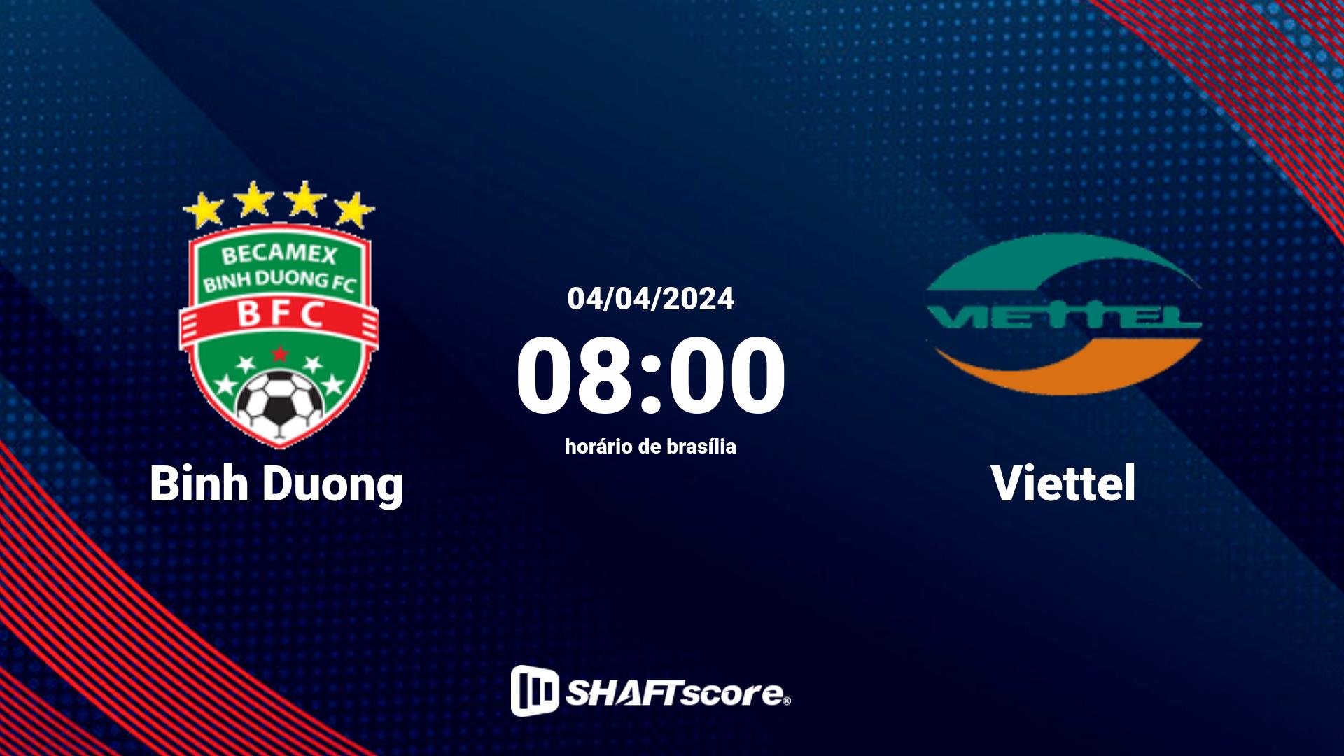 Estatísticas do jogo Binh Duong vs Viettel 04.04 08:00