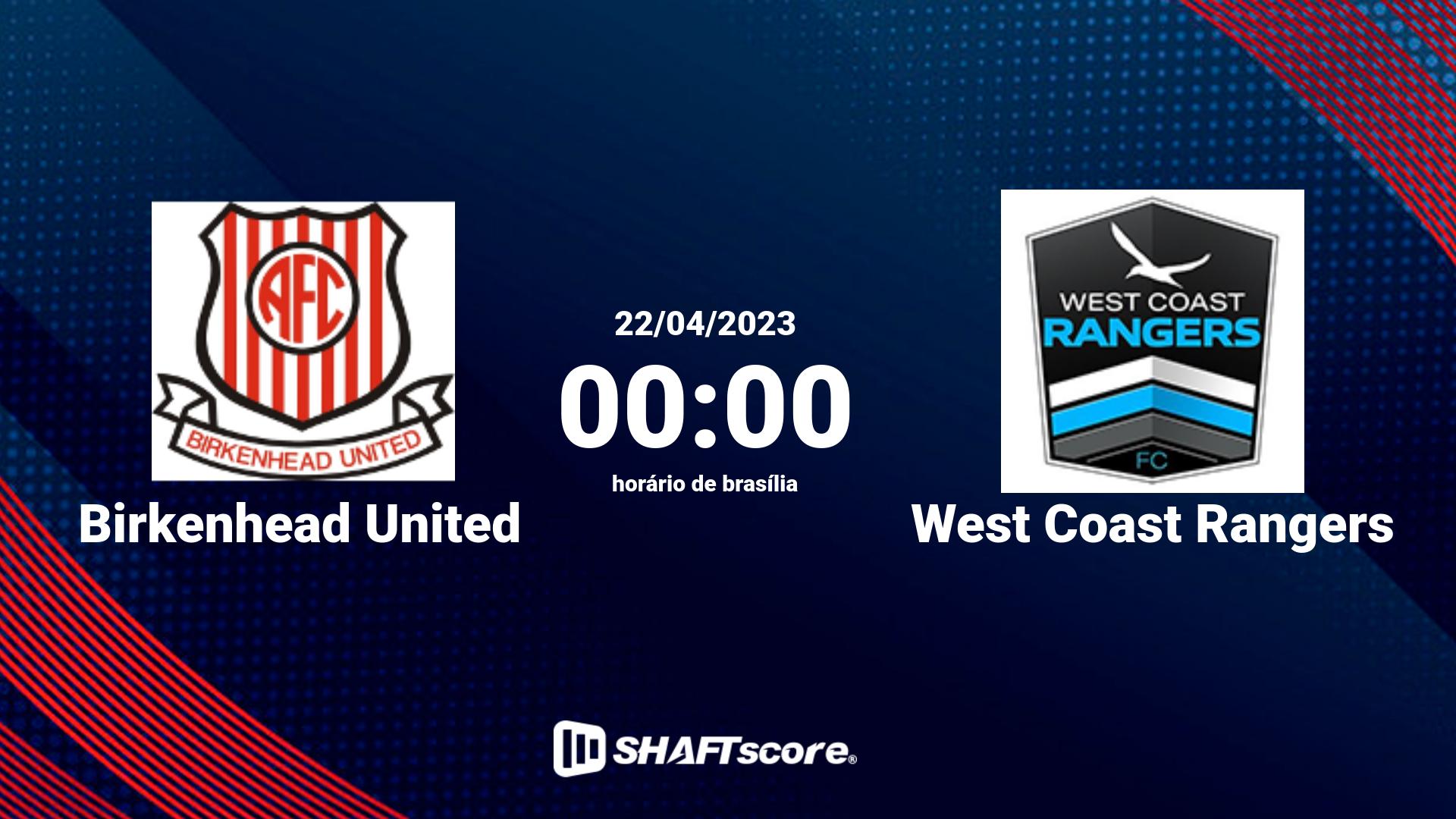 Estatísticas do jogo Birkenhead United vs West Coast Rangers 22.04 00:00