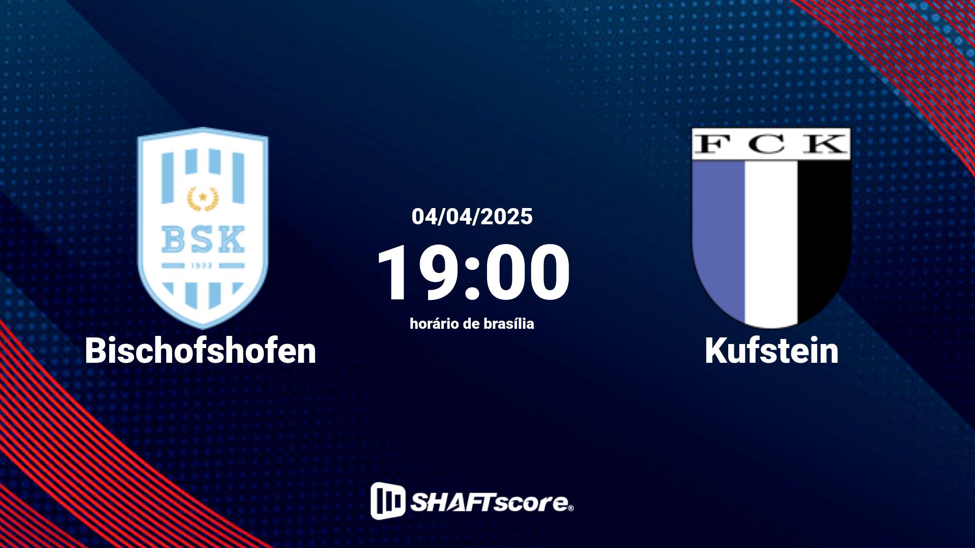 Estatísticas do jogo Bischofshofen vs Kufstein 04.04 19:00