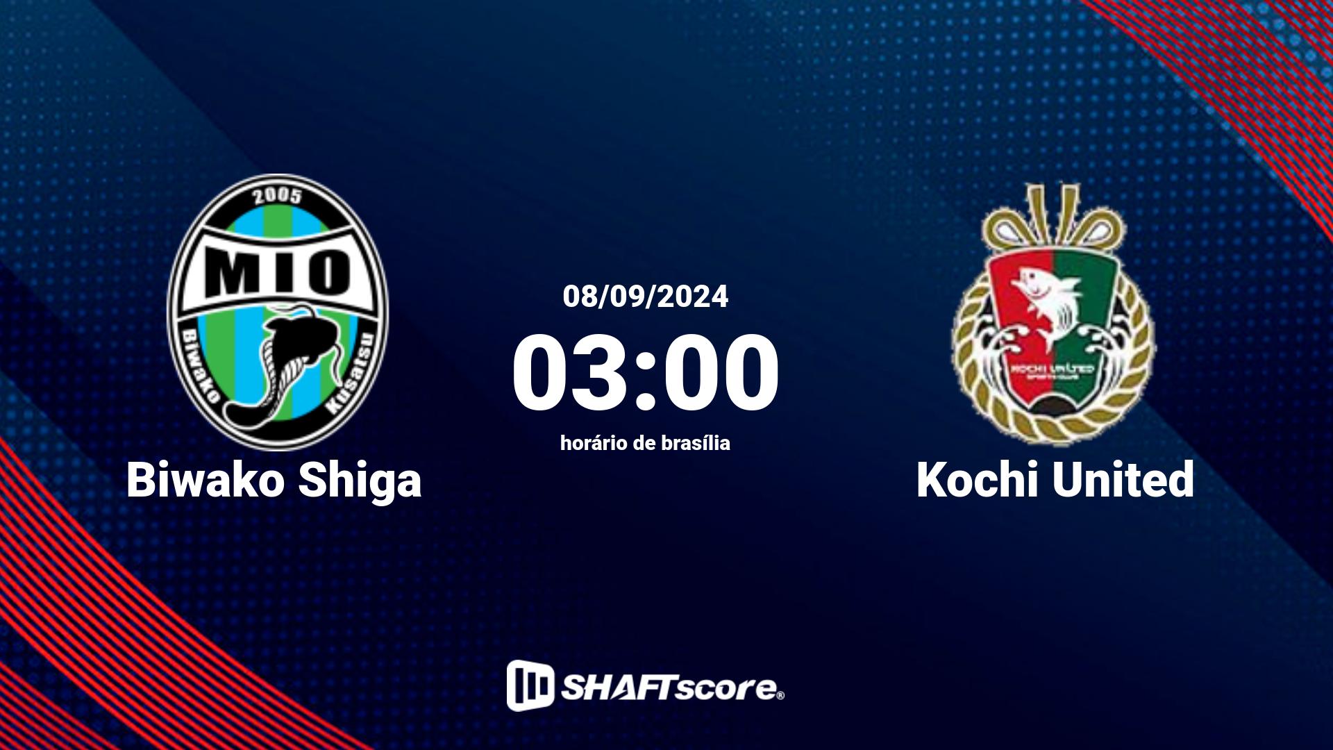Estatísticas do jogo Biwako Shiga vs Kochi United 08.09 03:00