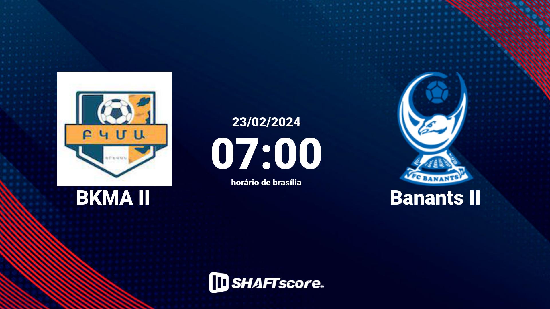 Estatísticas do jogo BKMA II vs Banants II 23.02 07:00