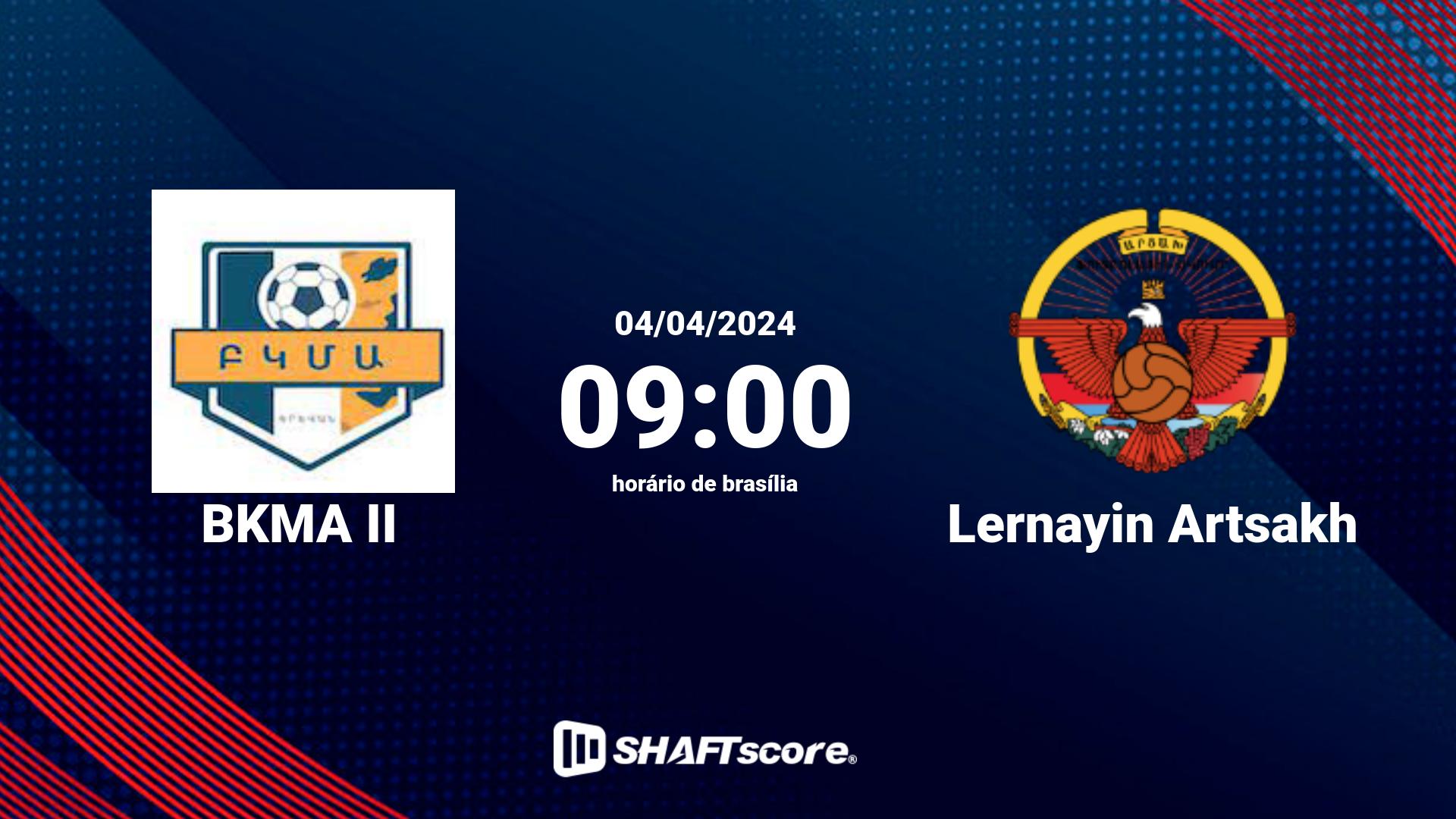 Estatísticas do jogo BKMA II vs Lernayin Artsakh 04.04 09:00