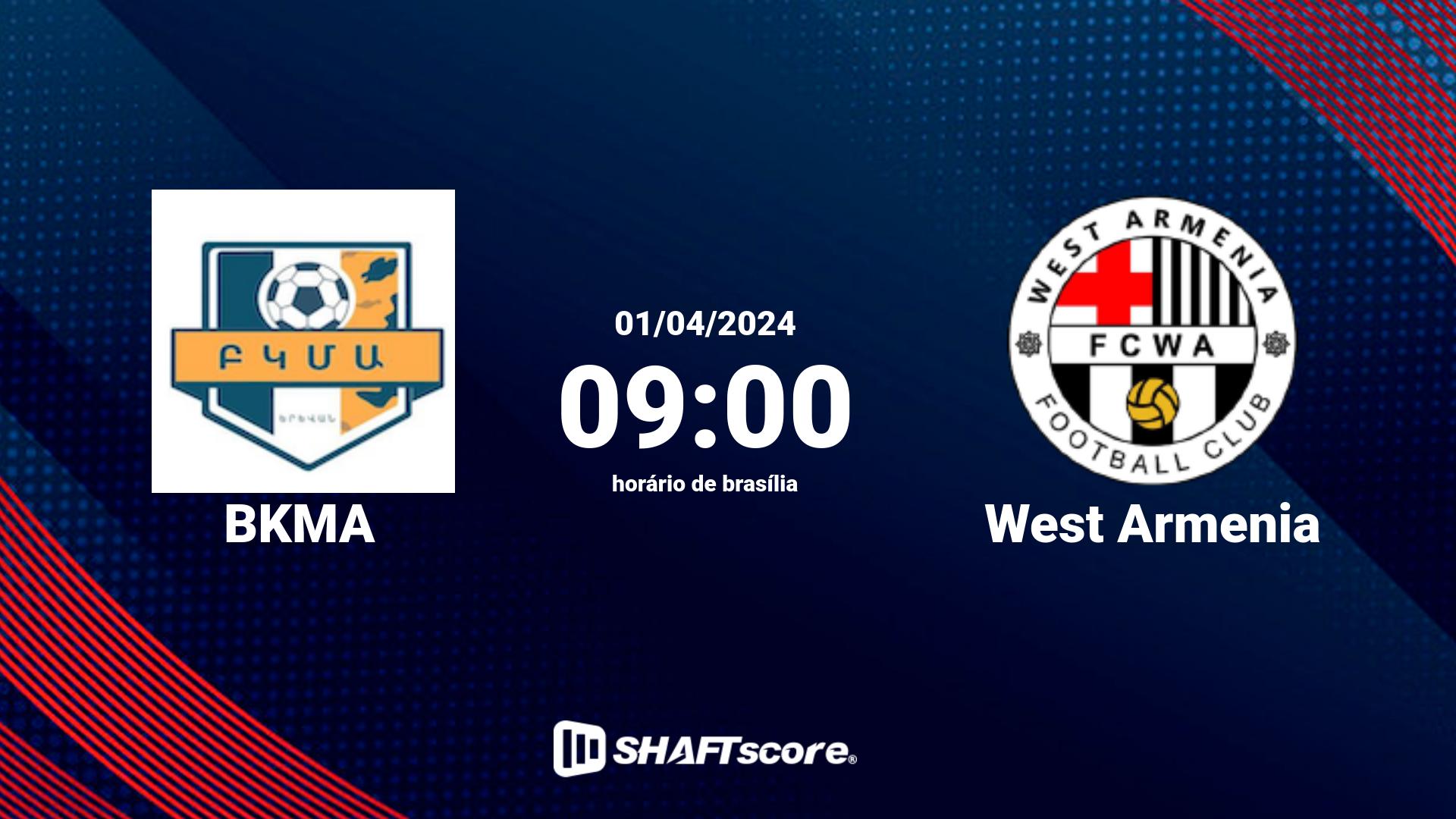 Estatísticas do jogo BKMA vs West Armenia 01.04 09:00