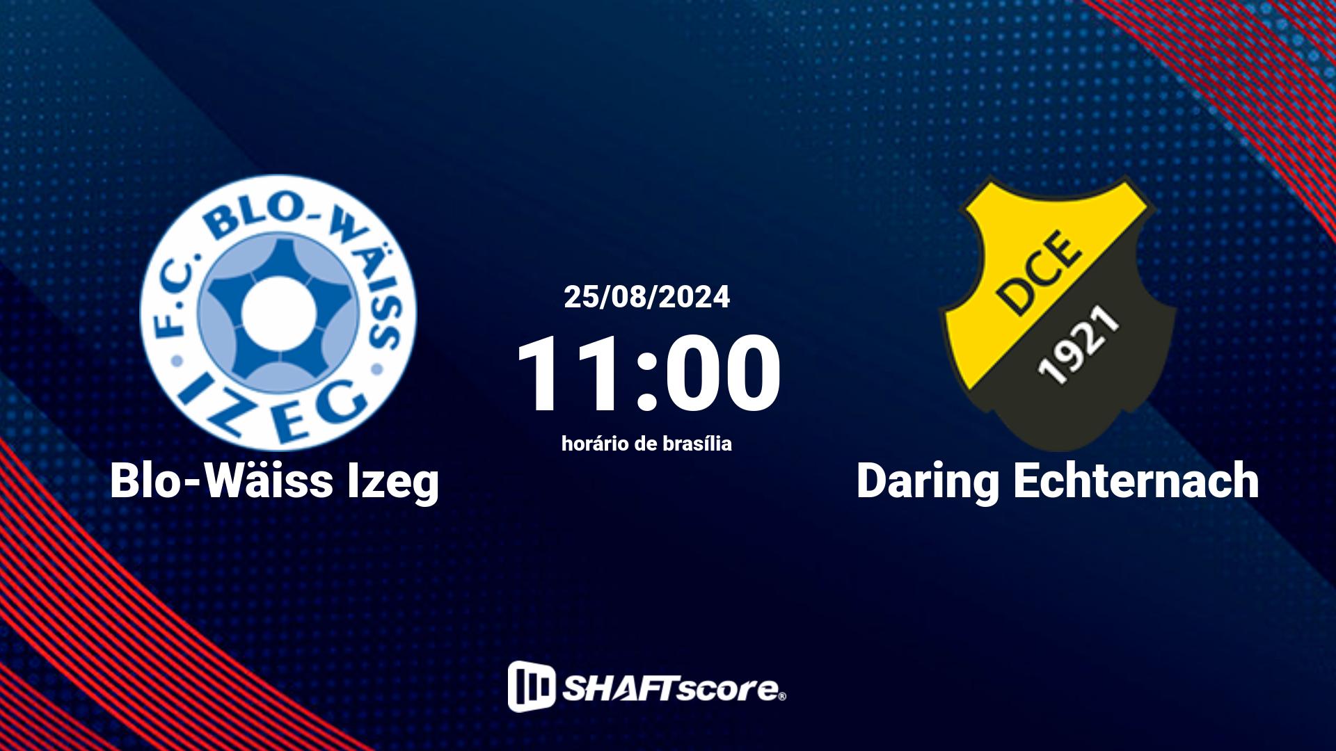 Estatísticas do jogo Blo-Wäiss Izeg vs Daring Echternach 25.08 11:00