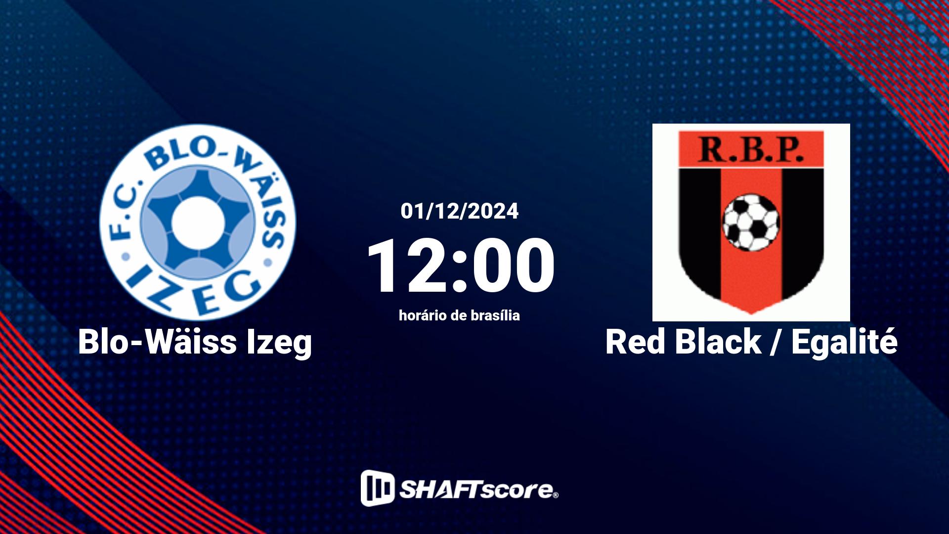 Estatísticas do jogo Blo-Wäiss Izeg vs Red Black / Egalité 01.12 12:00