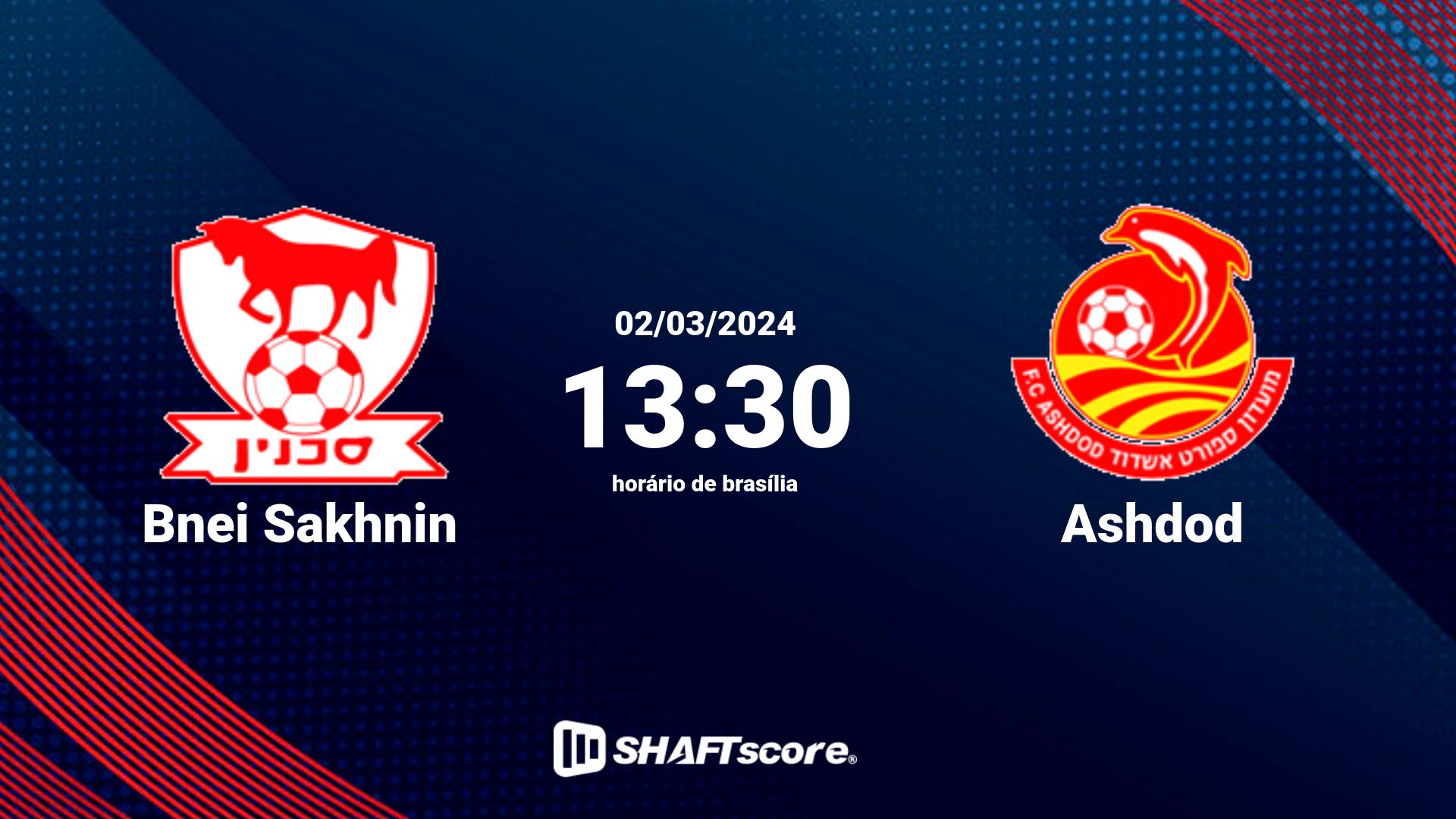 Estatísticas do jogo Bnei Sakhnin vs Ashdod 02.03 13:30