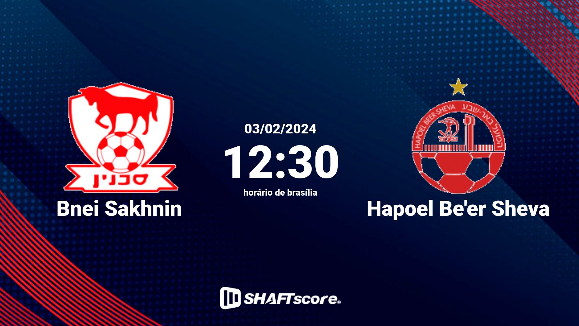 Estatísticas do jogo Bnei Sakhnin vs Hapoel Be'er Sheva 03.02 12:30