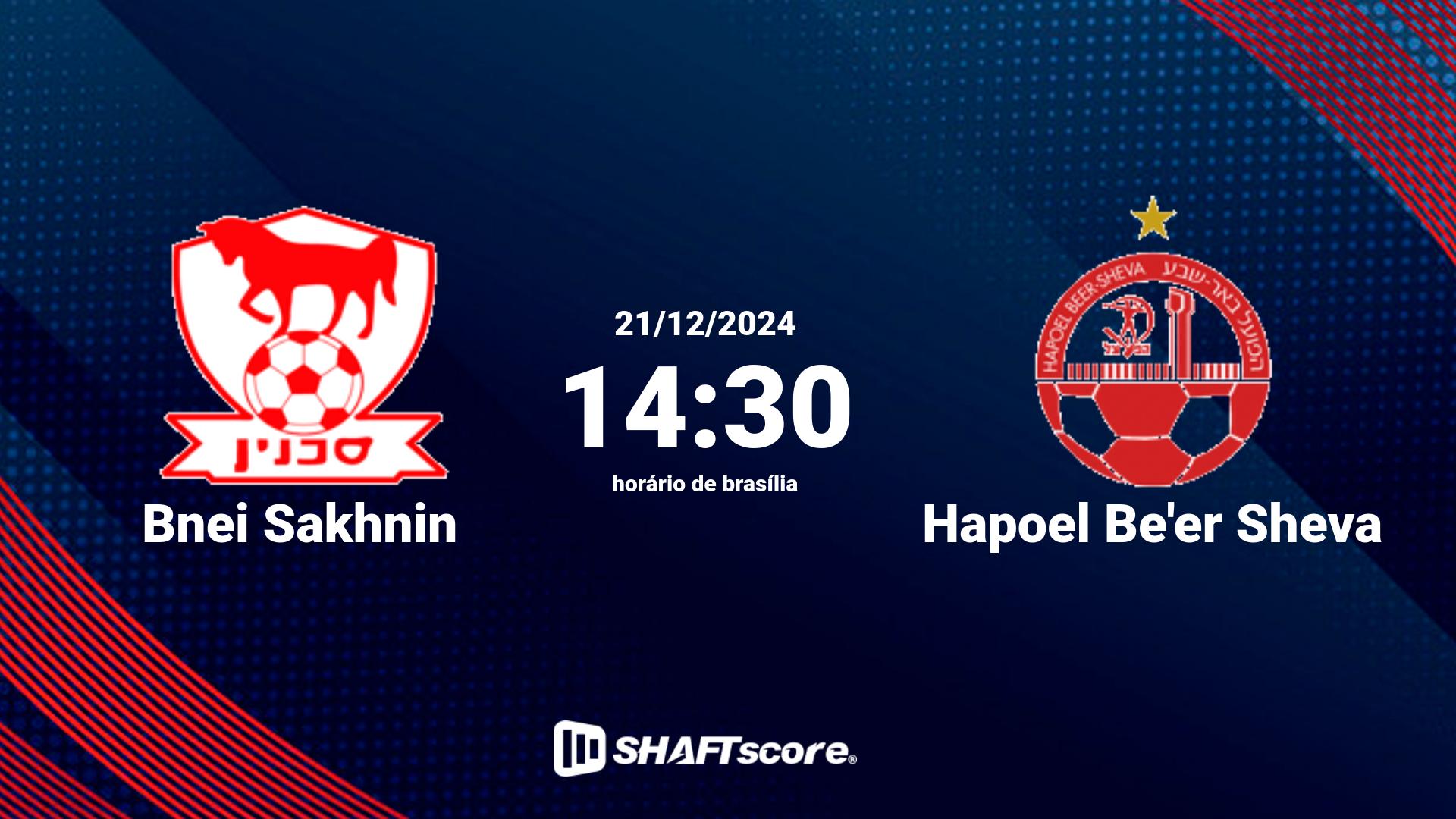 Estatísticas do jogo Bnei Sakhnin vs Hapoel Be'er Sheva 21.12 14:30