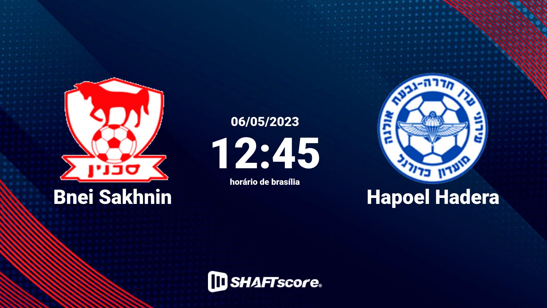 Estatísticas do jogo Bnei Sakhnin vs Hapoel Hadera 06.05 12:45