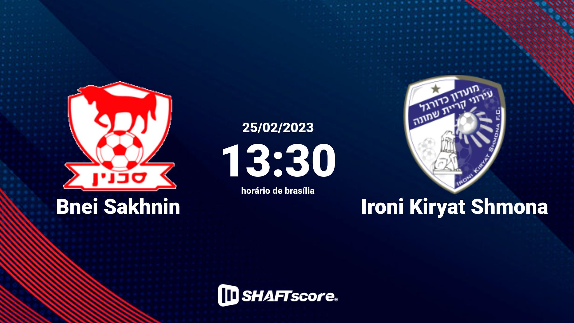 Estatísticas do jogo Bnei Sakhnin vs Ironi Kiryat Shmona 25.02 13:30