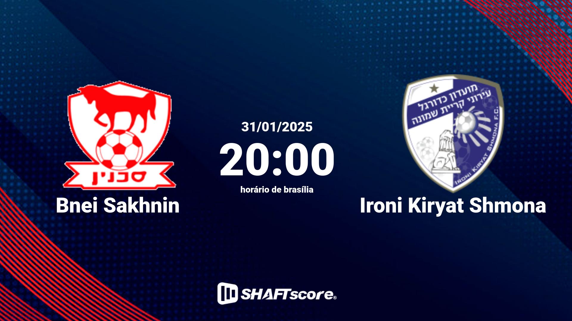 Estatísticas do jogo Bnei Sakhnin vs Ironi Kiryat Shmona 31.01 20:00