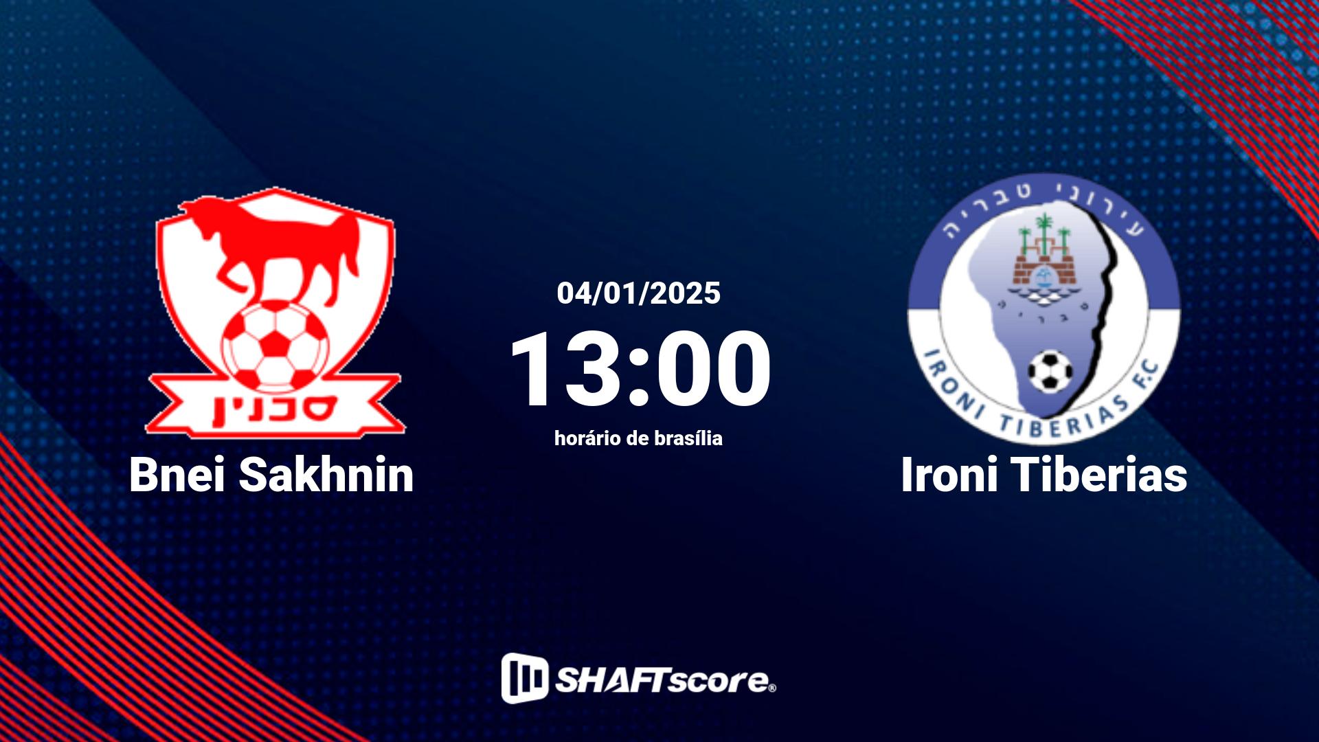 Estatísticas do jogo Bnei Sakhnin vs Ironi Tiberias 04.01 13:00