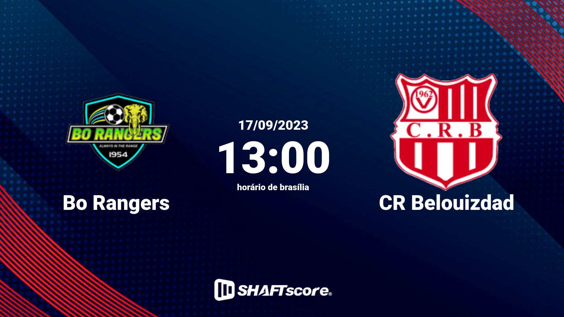 Estatísticas do jogo Bo Rangers vs CR Belouizdad 17.09 13:00