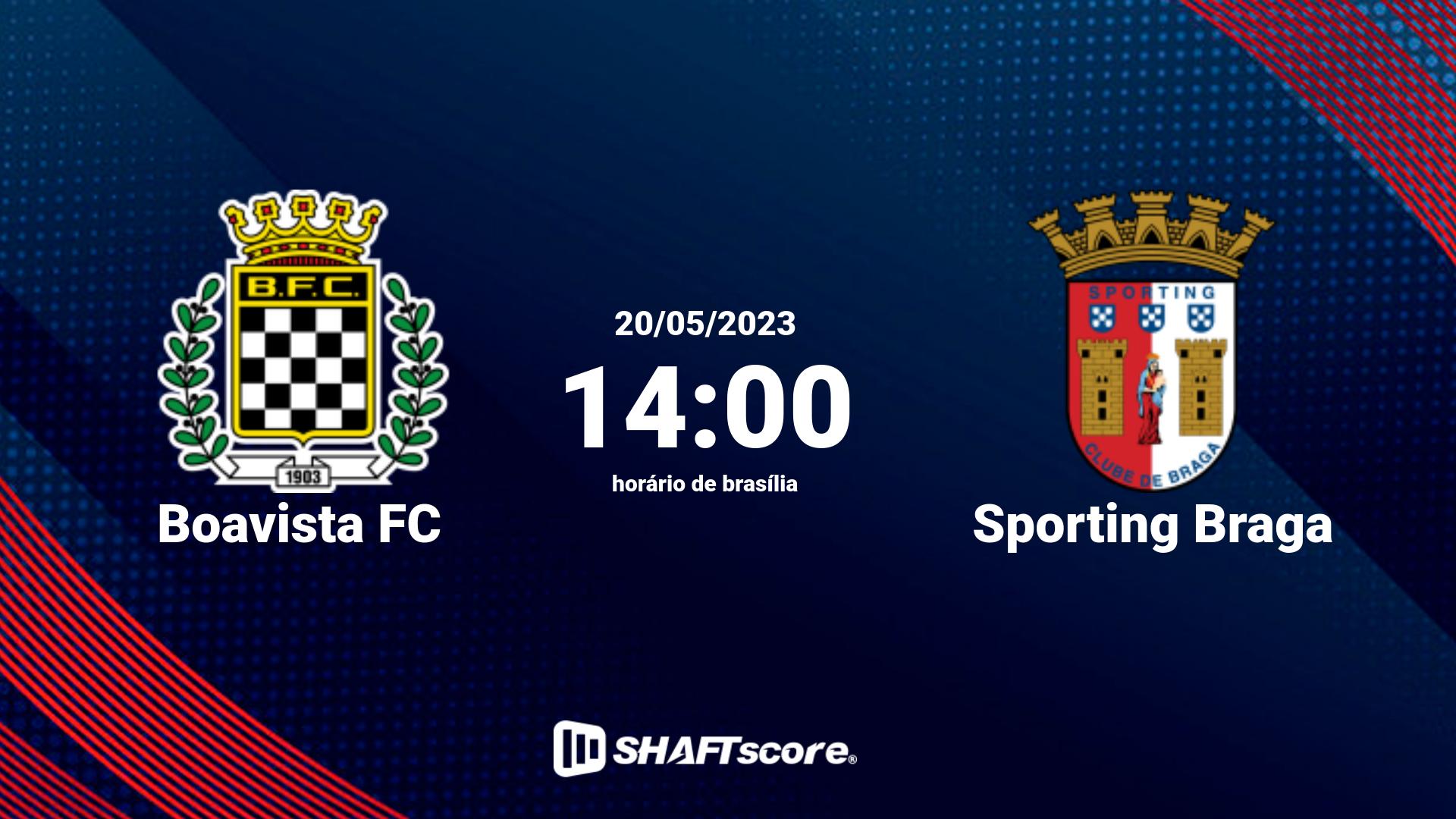 Estatísticas do jogo Boavista FC vs Sporting Braga 20.05 14:00