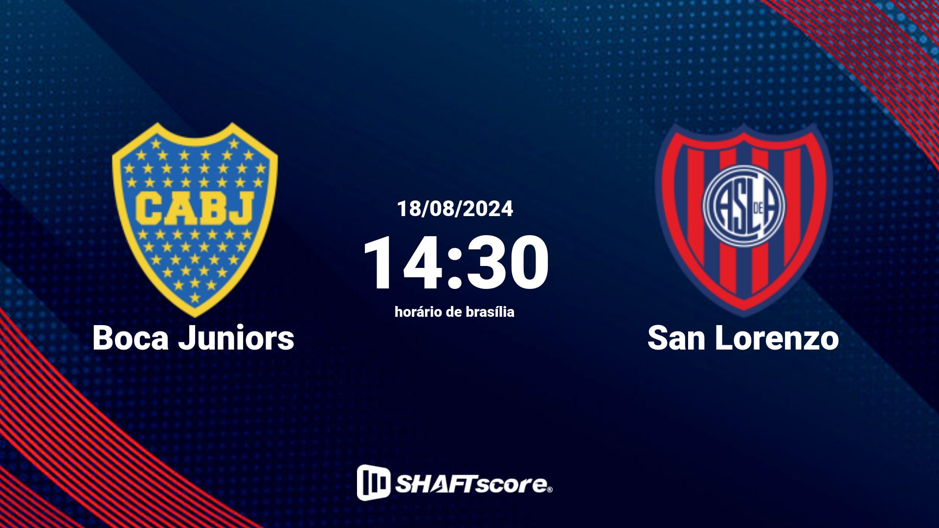 Estatísticas do jogo Boca Juniors vs San Lorenzo 18.08 14:30