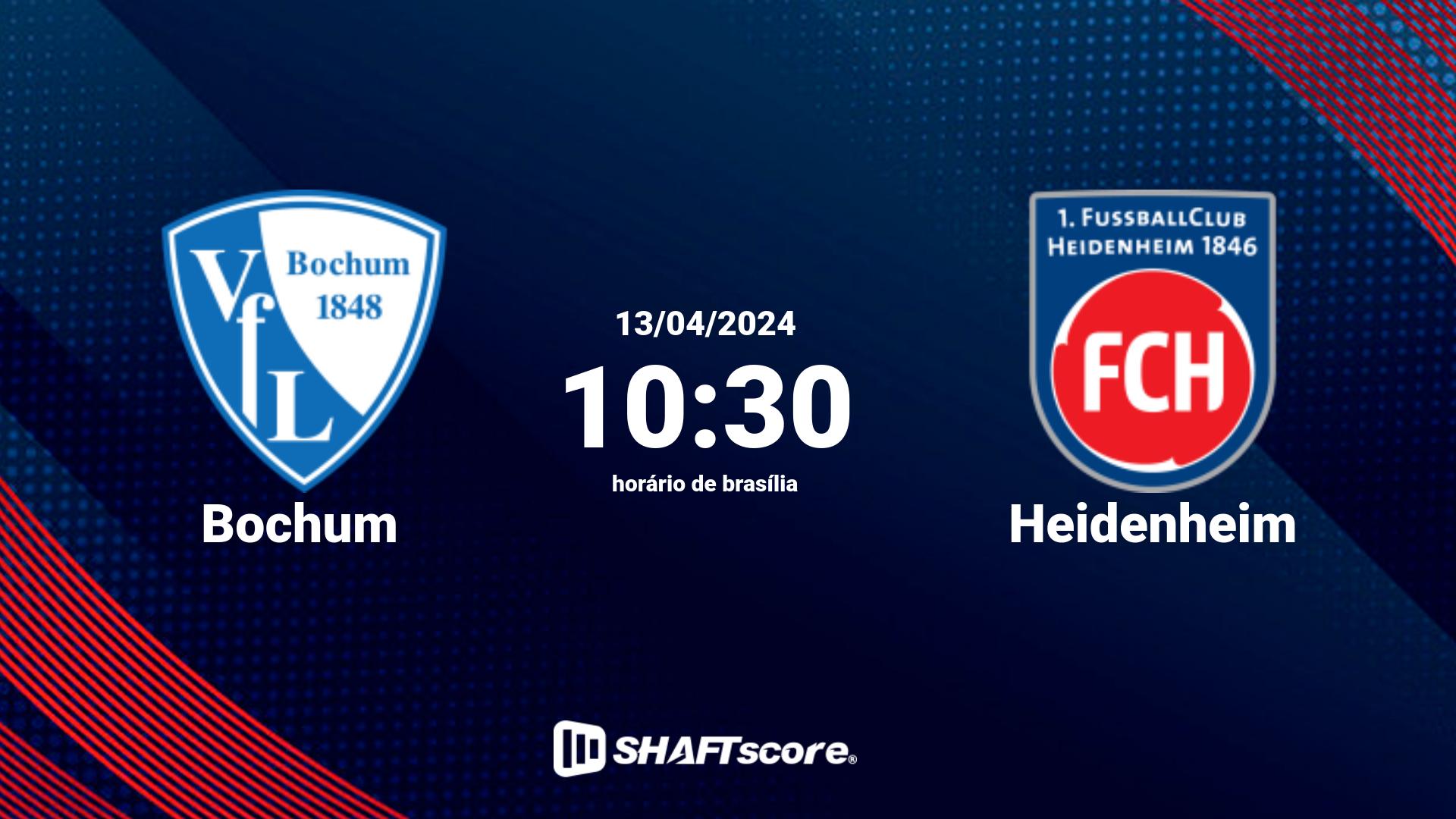 Estatísticas do jogo Bochum vs Heidenheim 13.04 10:30