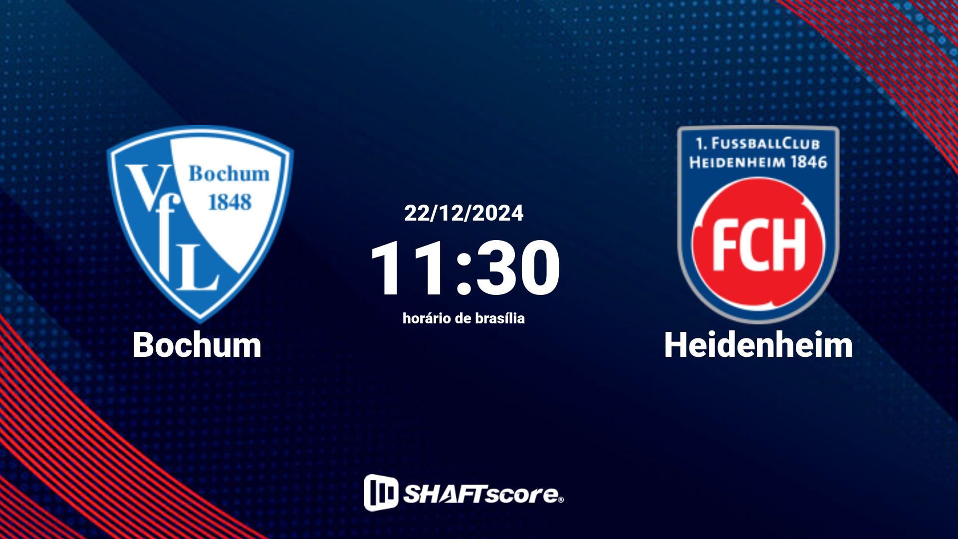 Estatísticas do jogo Bochum vs Heidenheim 22.12 11:30