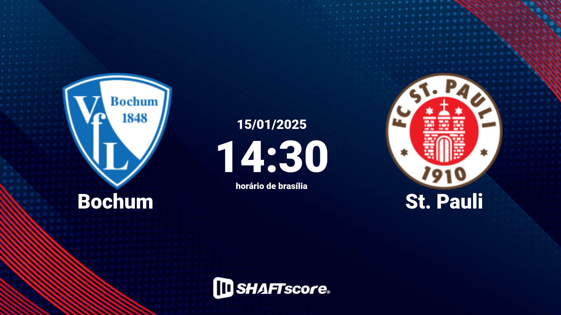 Estatísticas do jogo Bochum vs St. Pauli 15.01 14:30