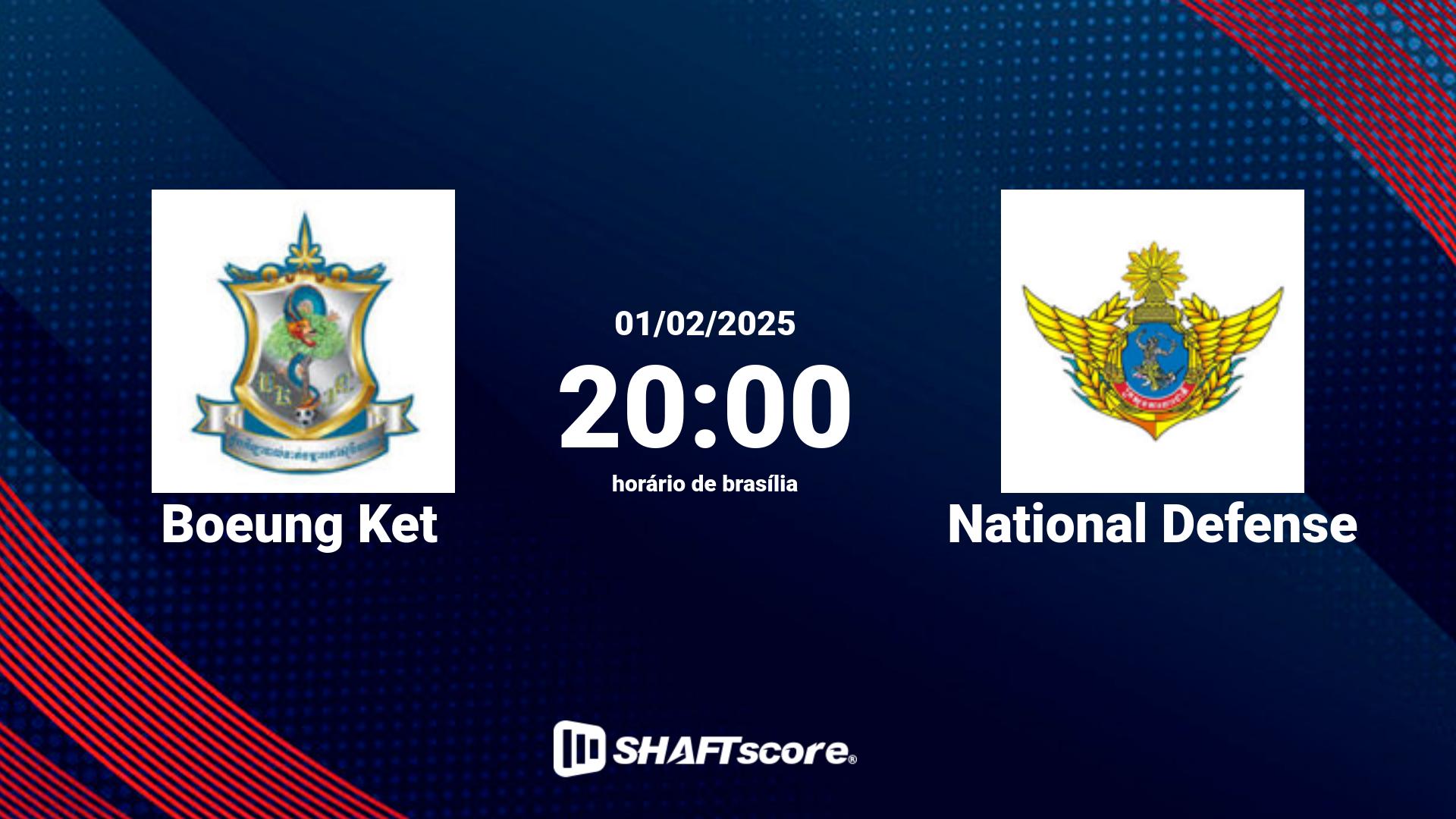 Estatísticas do jogo Boeung Ket vs National Defense 01.02 20:00