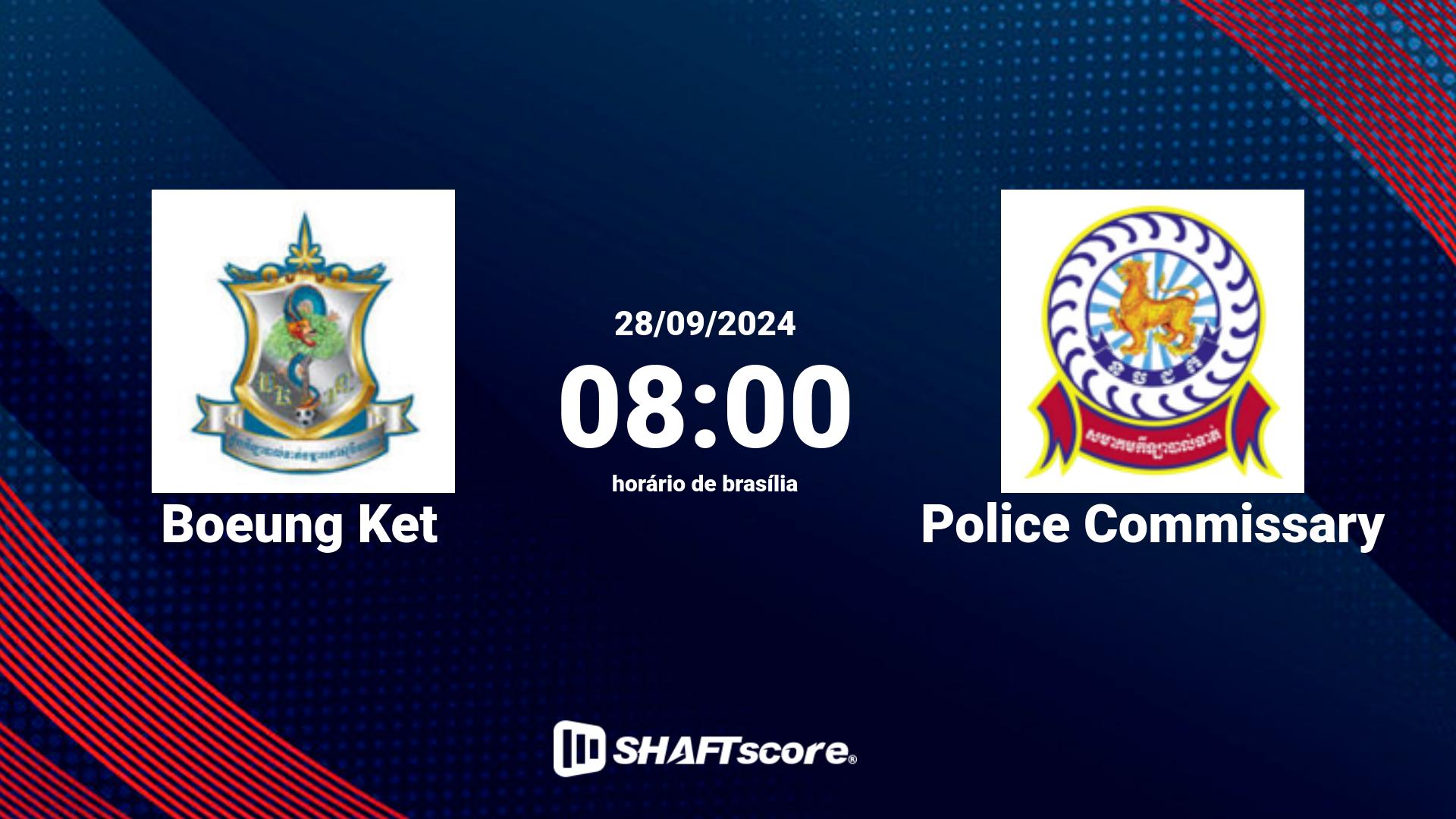 Estatísticas do jogo Boeung Ket vs Police Commissary 28.09 08:00