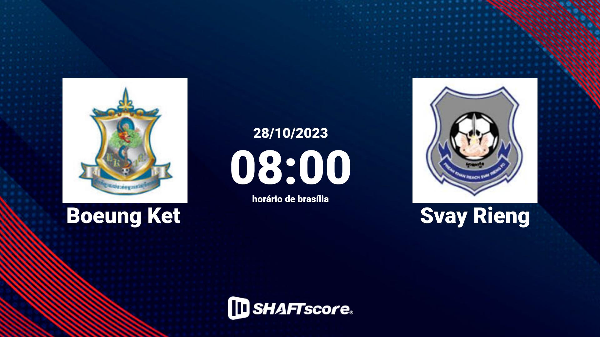 Estatísticas do jogo Boeung Ket vs Svay Rieng 28.10 08:00