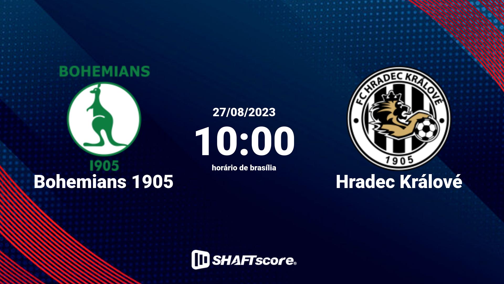 Estatísticas do jogo Bohemians 1905 vs Hradec Králové 27.08 10:00