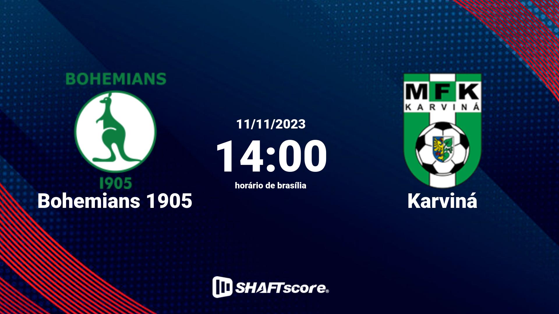 Estatísticas do jogo Bohemians 1905 vs Karviná 11.11 14:00