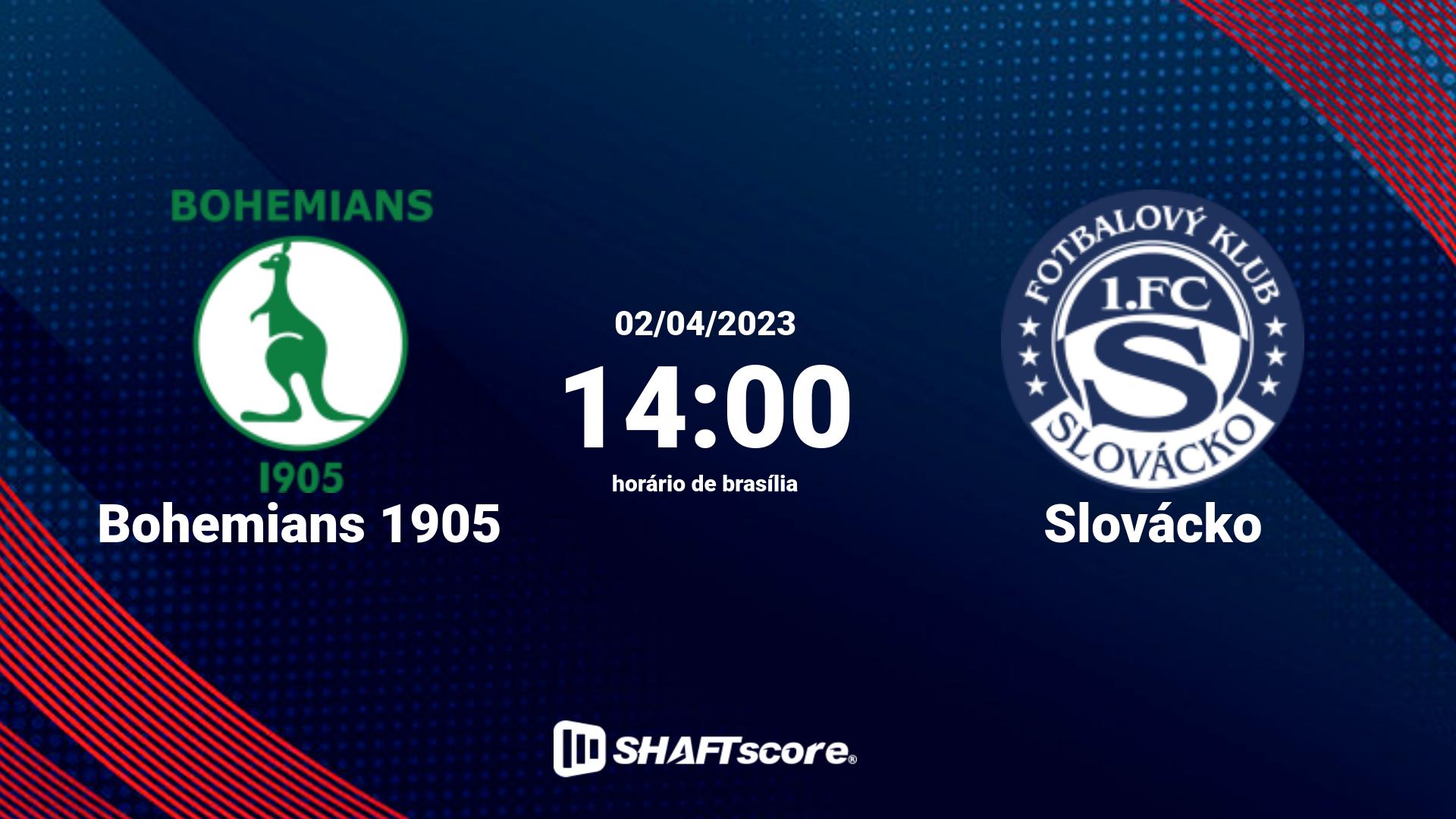 Estatísticas do jogo Bohemians 1905 vs Slovácko 02.04 14:00