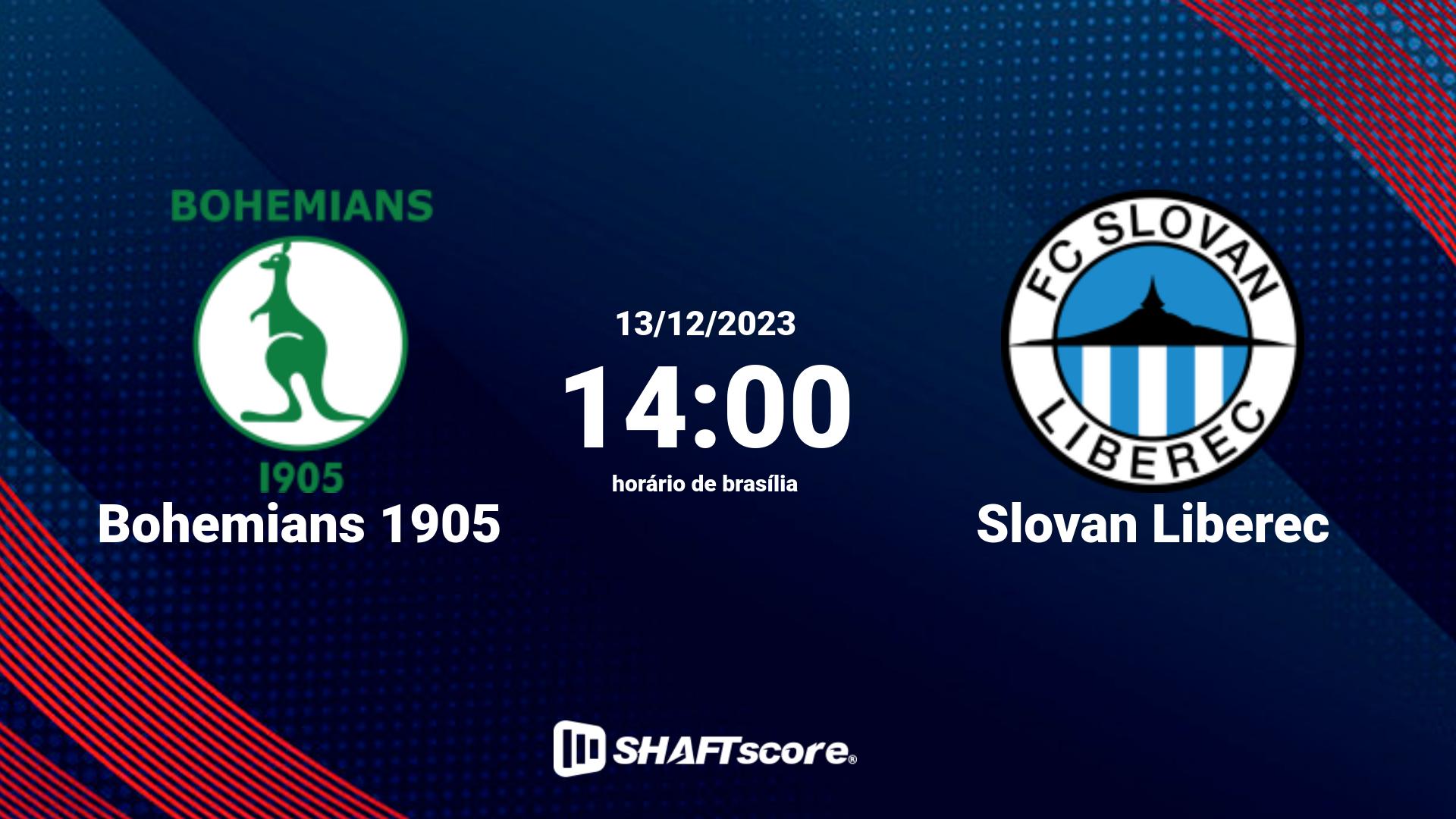 Estatísticas do jogo Bohemians 1905 vs Slovan Liberec 13.12 14:00