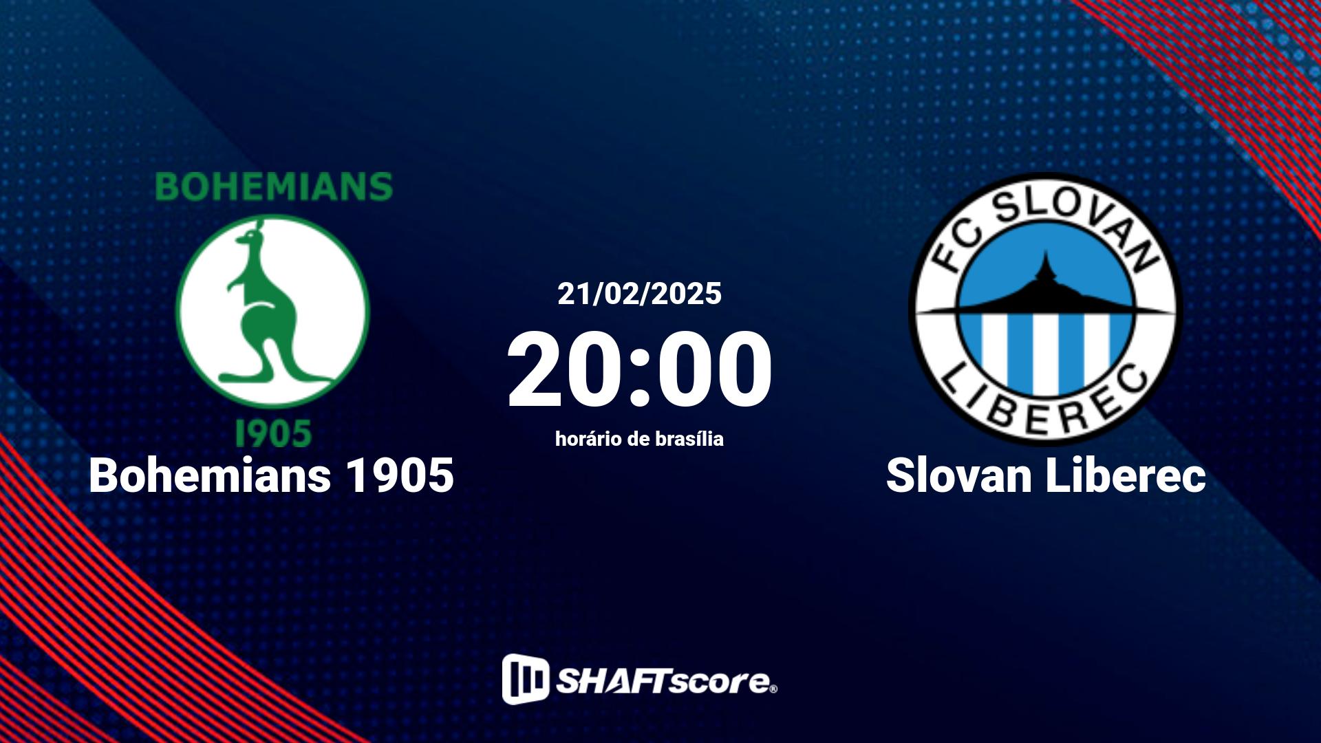 Estatísticas do jogo Bohemians 1905 vs Slovan Liberec 21.02 20:00