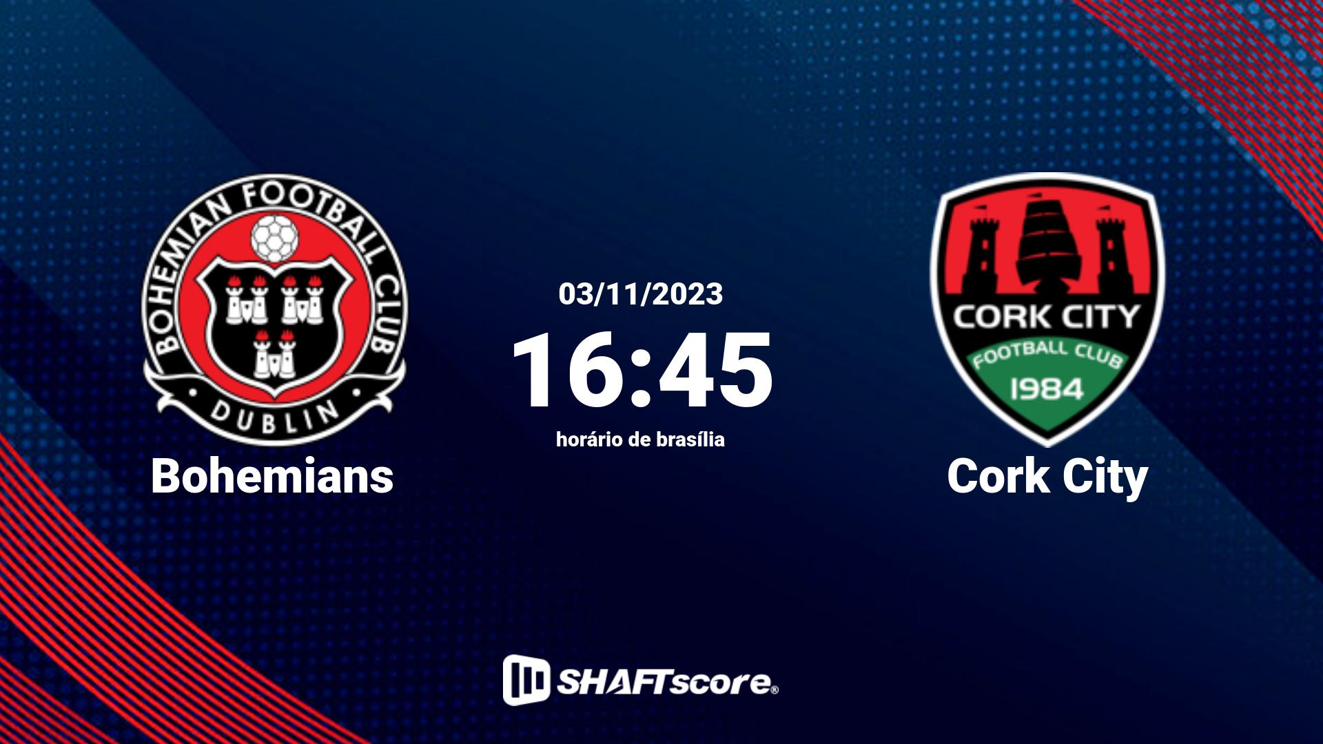 Estatísticas do jogo Bohemians vs Cork City 03.11 16:45